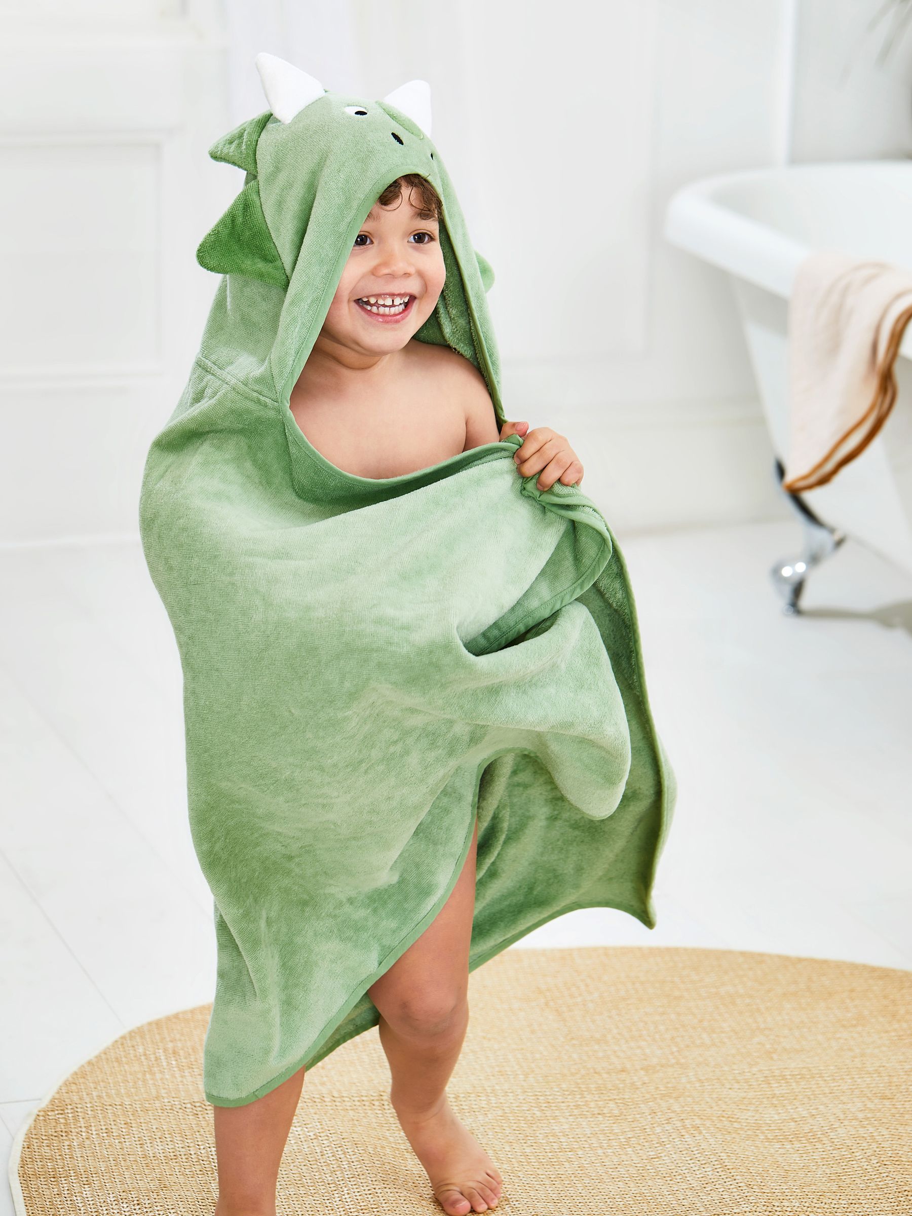 Green Dino Large Hooded Towel