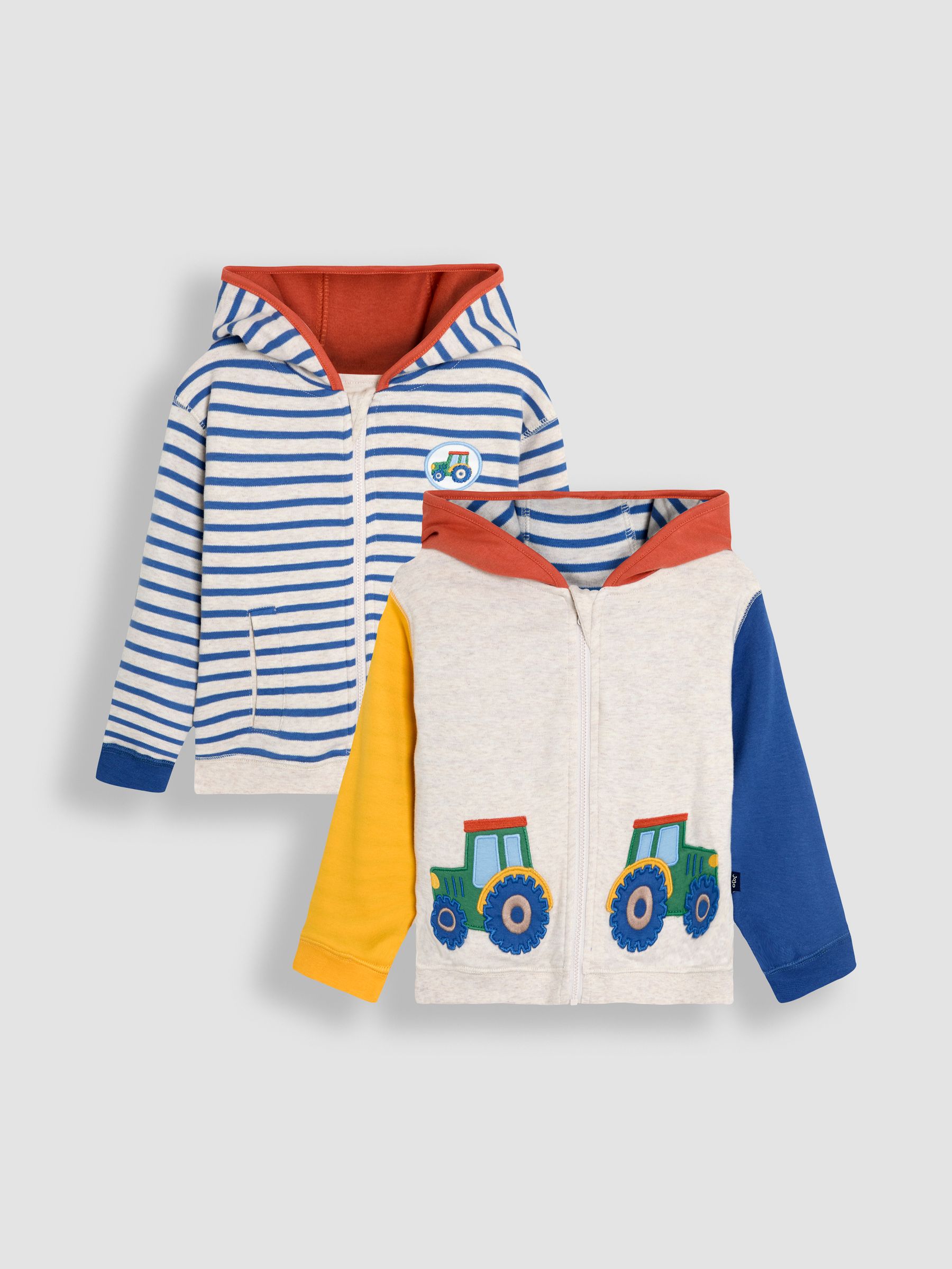 Natural Tractor Appliqué Reversible Hoodie