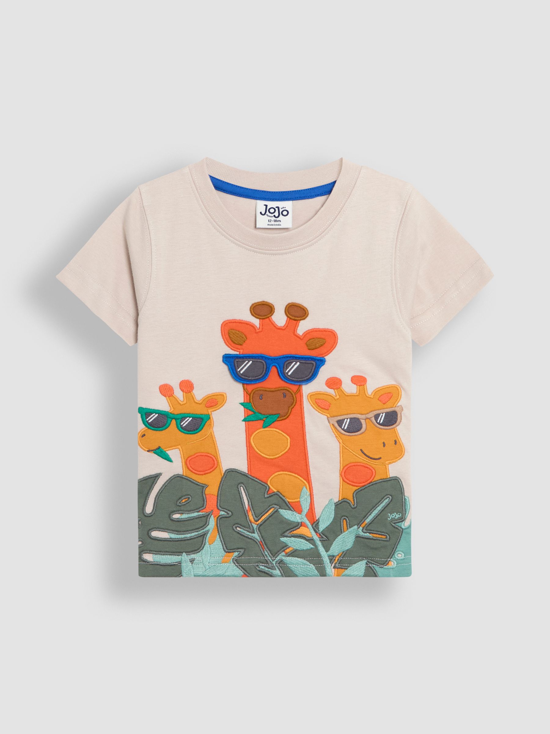 Natural Giraffe Interactive Appliqué T-Shirt