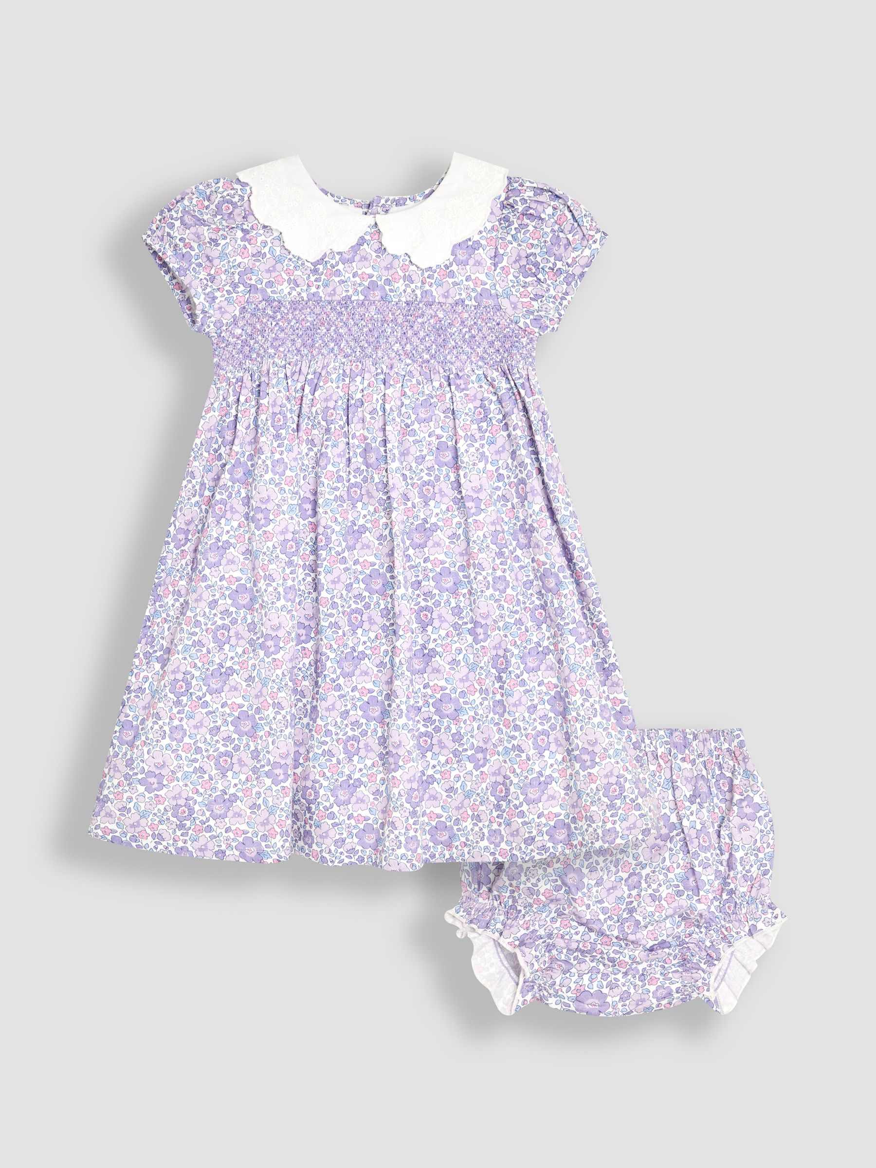 Lilac Purple Floral Broderie Collar Party Dress
