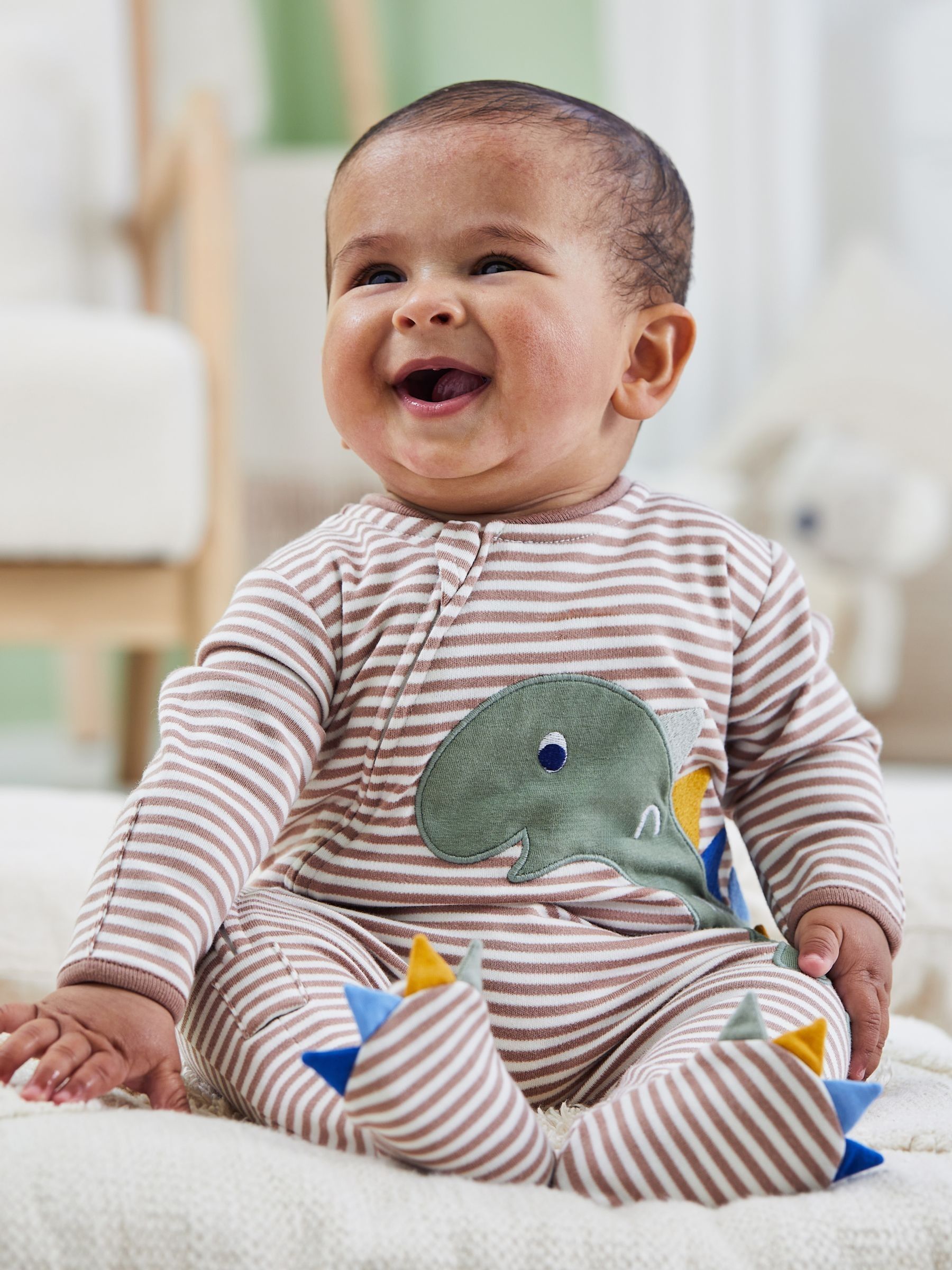 Natural Appliqué Zip Sleepsuit
