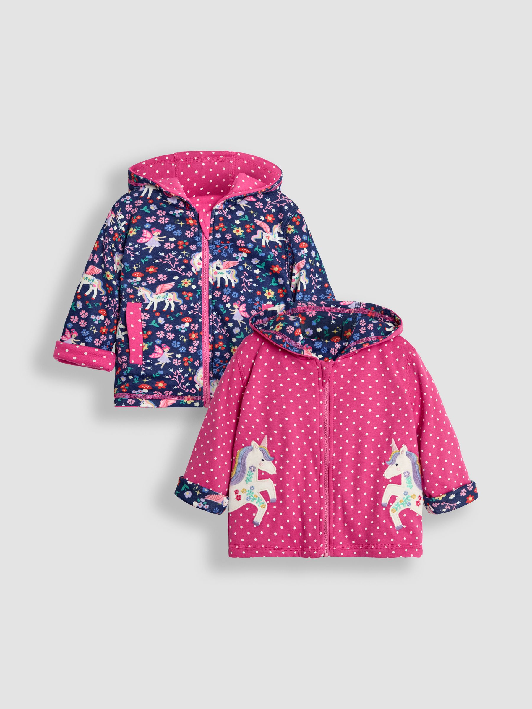 Pink Unicorn Appliqué Reversible Hoodie