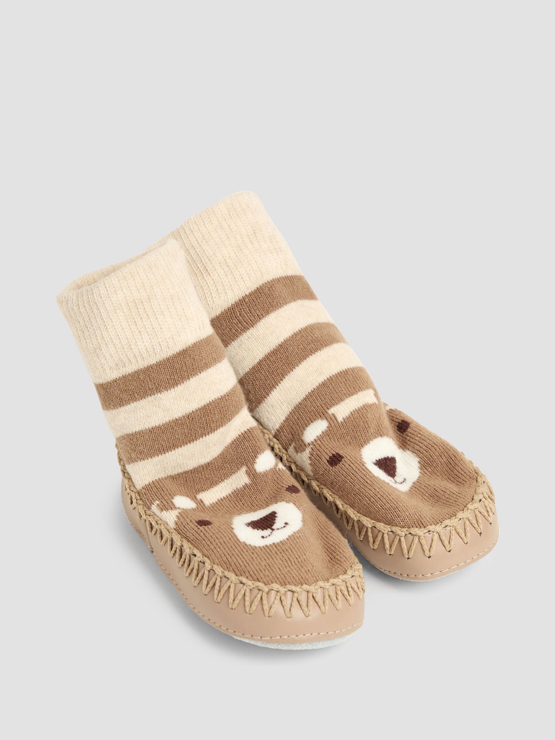 Navy Blue Fox Moccasin Slipper Socks