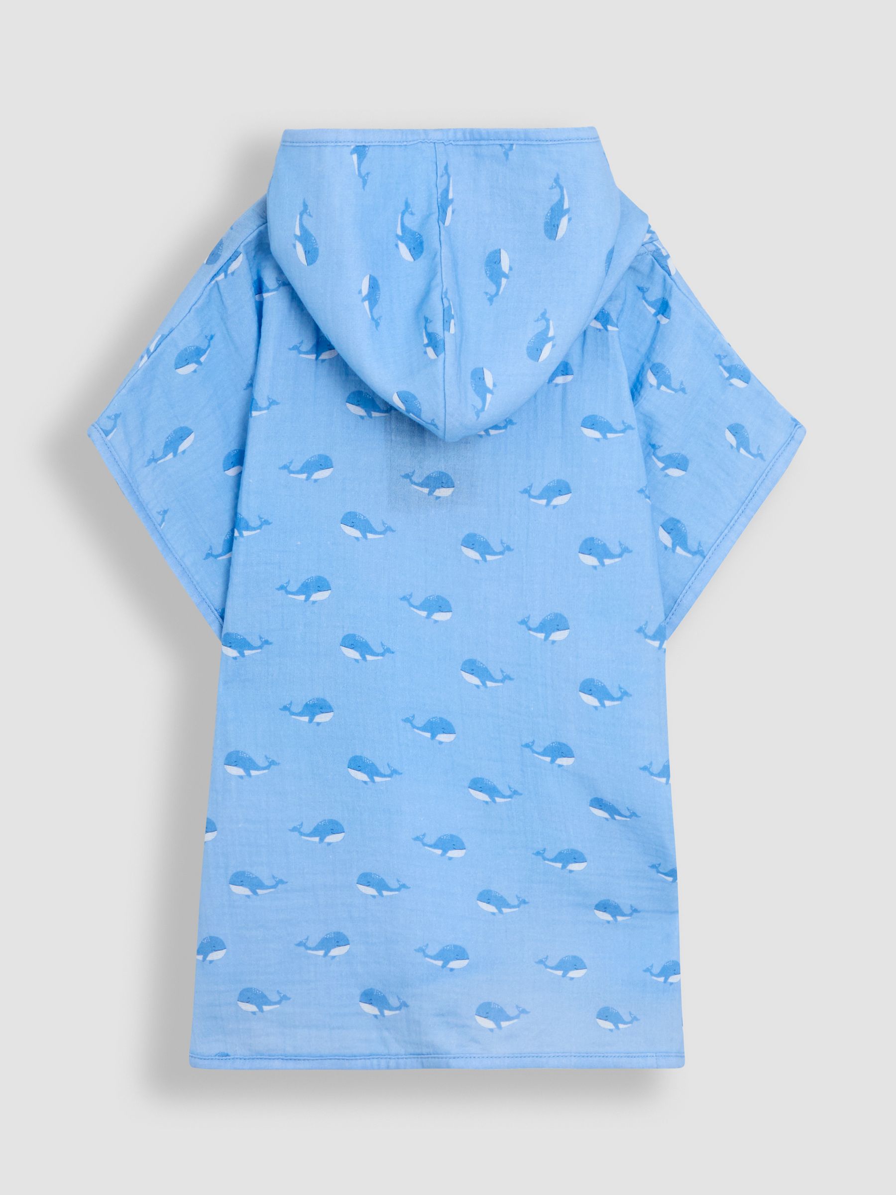 Blue 100% Cotton Whale Muslin Poncho