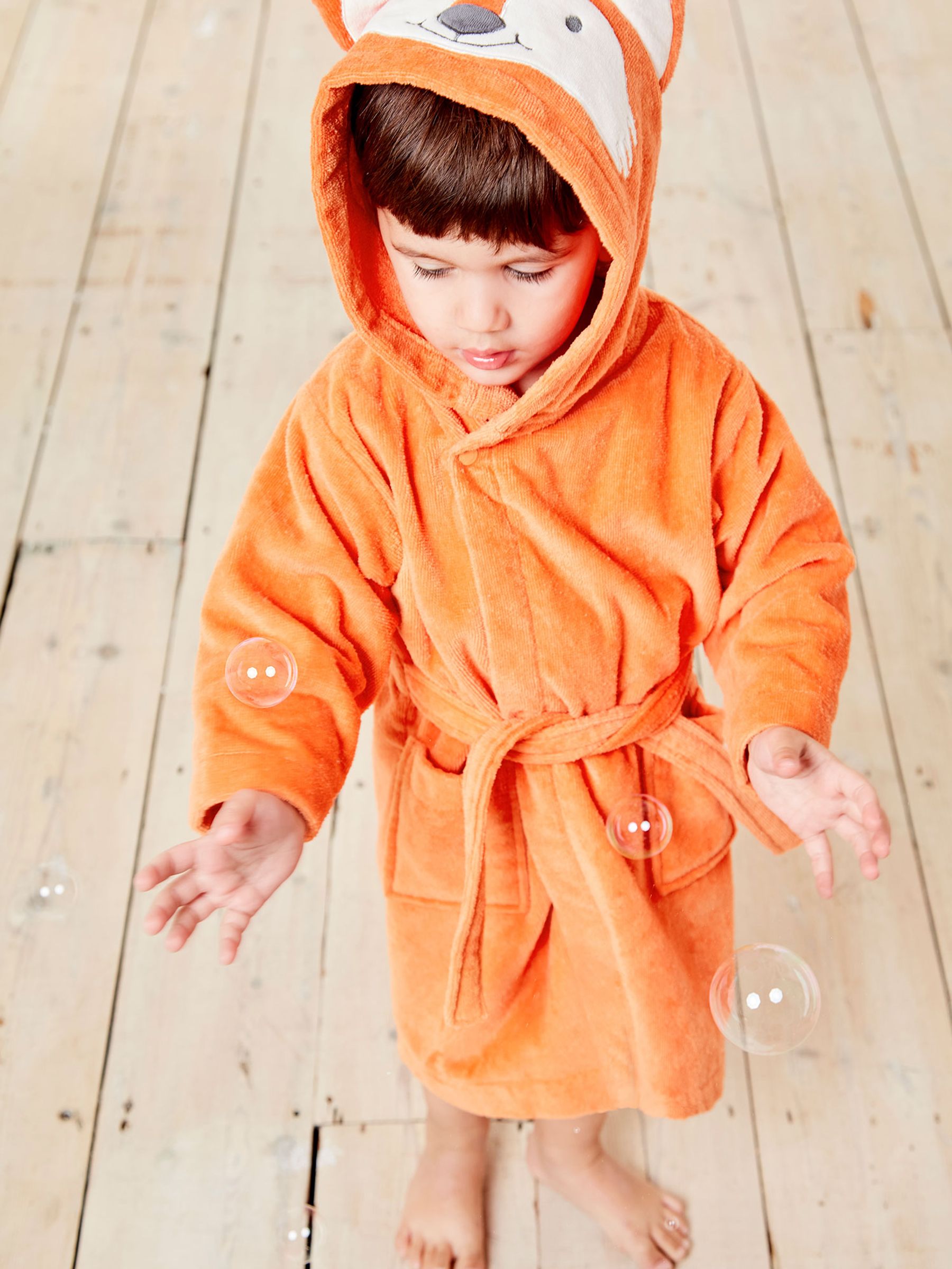 Rust Personalised Fox Cotton Dressing Gown