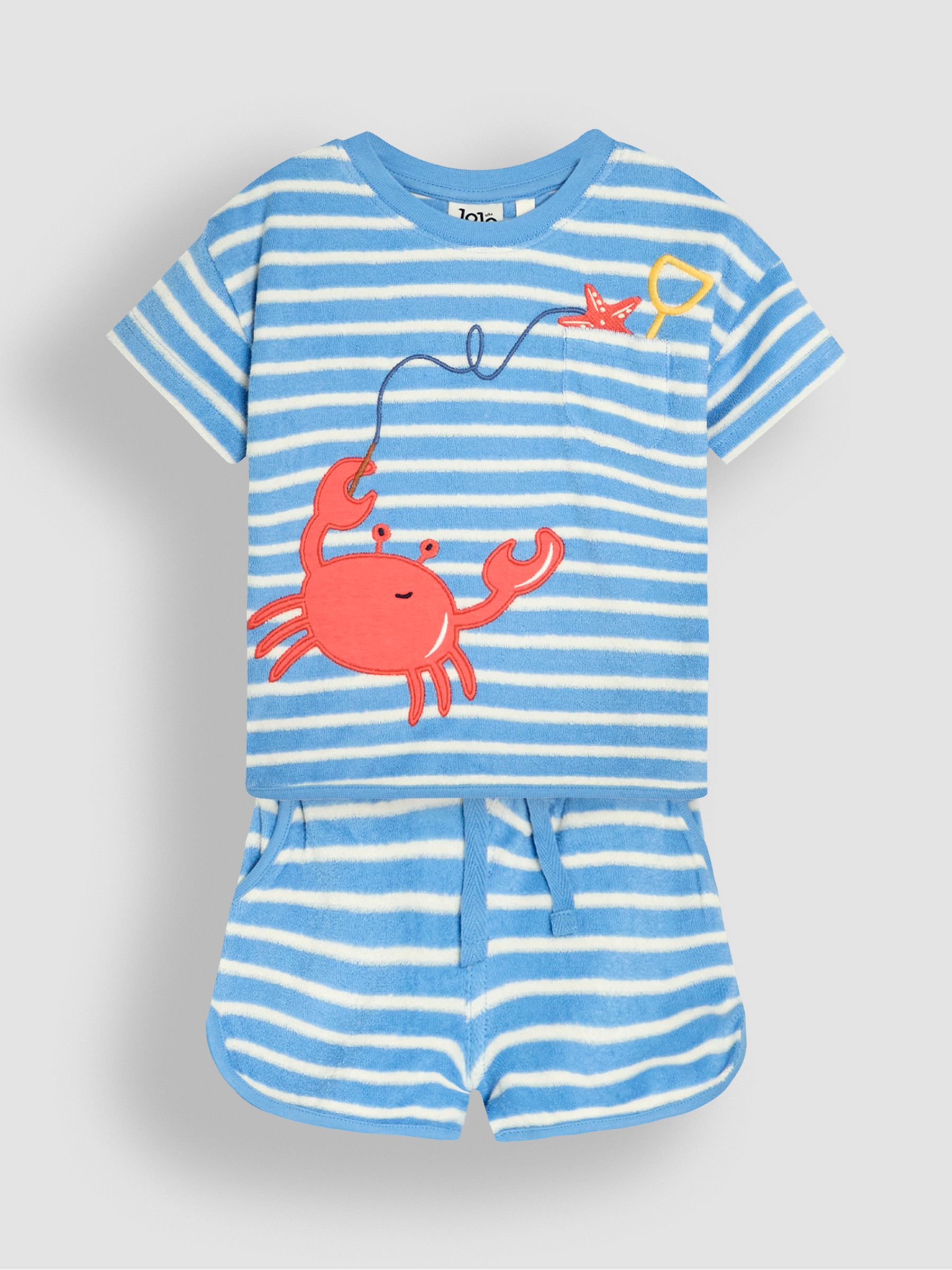 Blue 2-Piece Crab Textured T-Shirt & Shorts Set