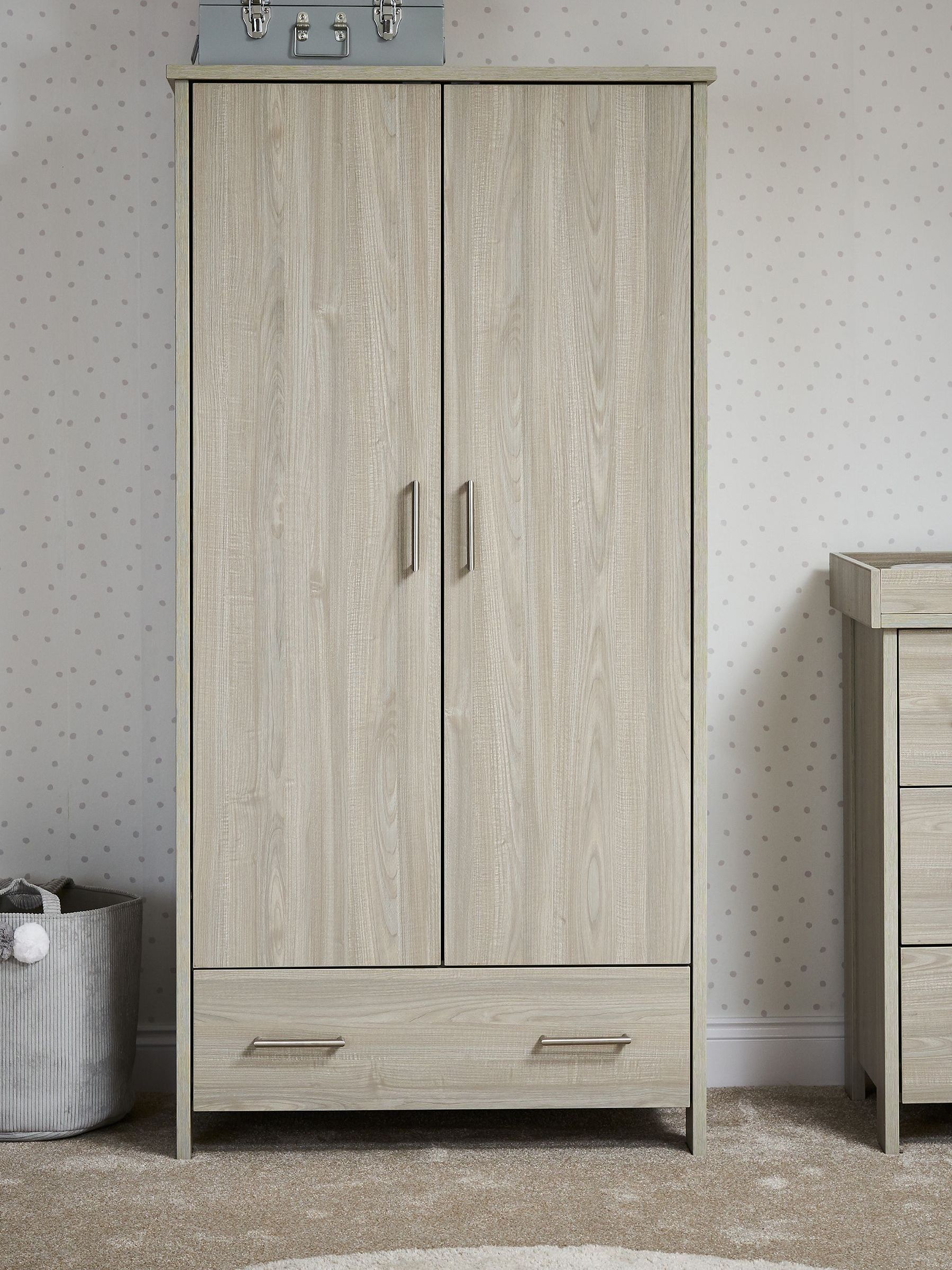 Obaby Grey Wash Nika Double Wardrobe