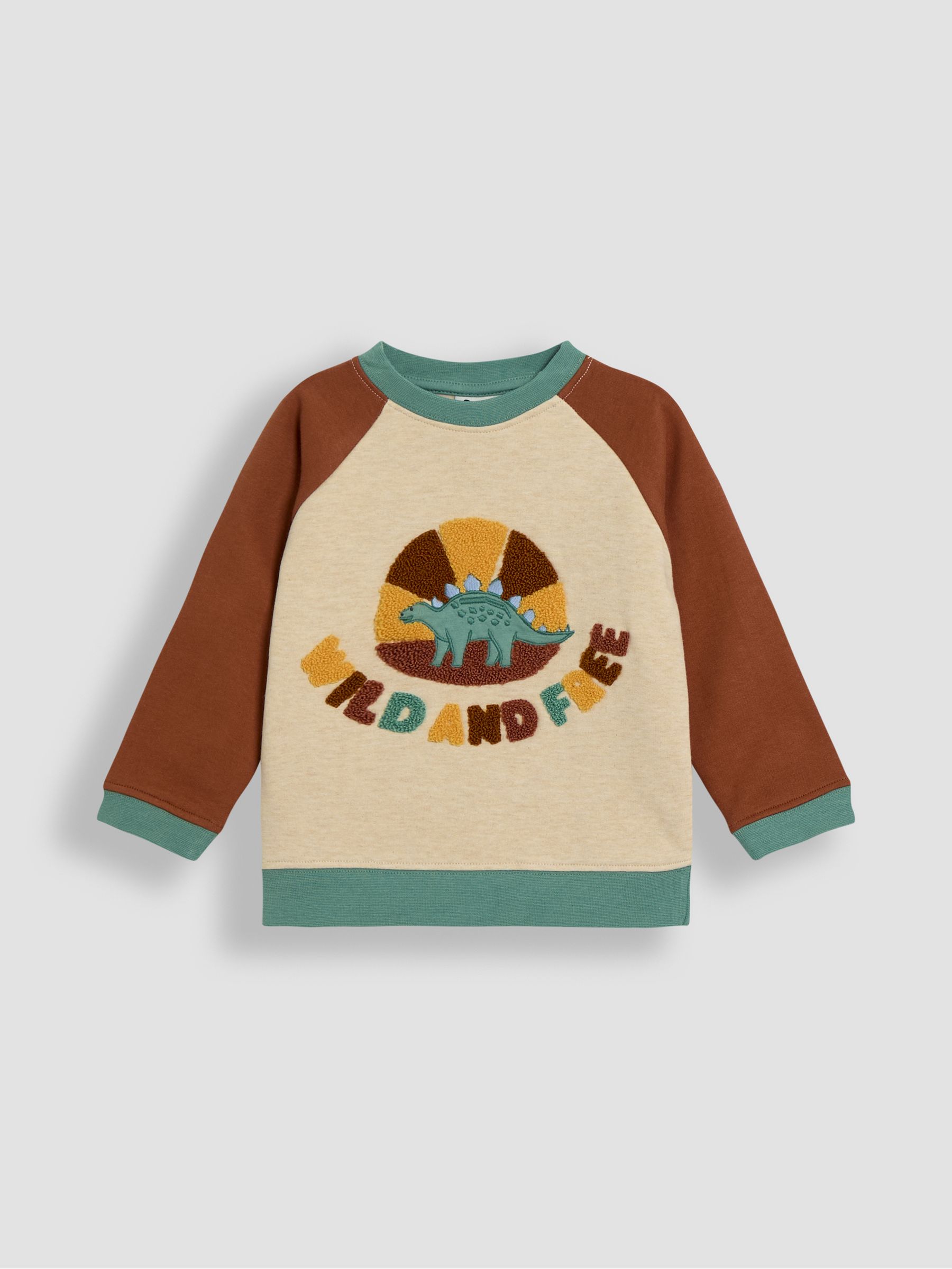 Natural Dino Appliqué Sweatshirt & Cargo Joggers Set