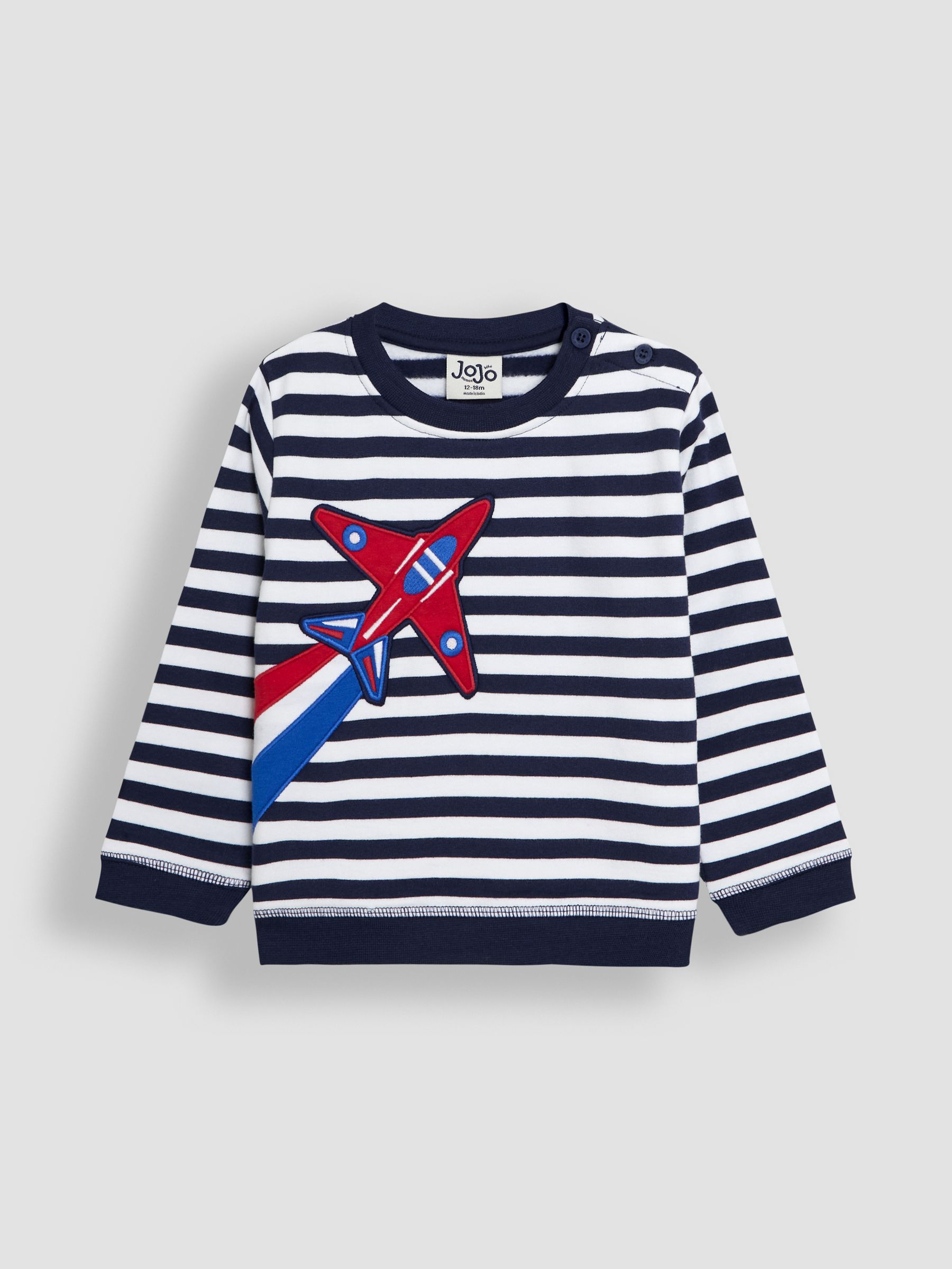 Navy Ecru Stripe Arrows Stripe 100% Cotton Sweatshirt
