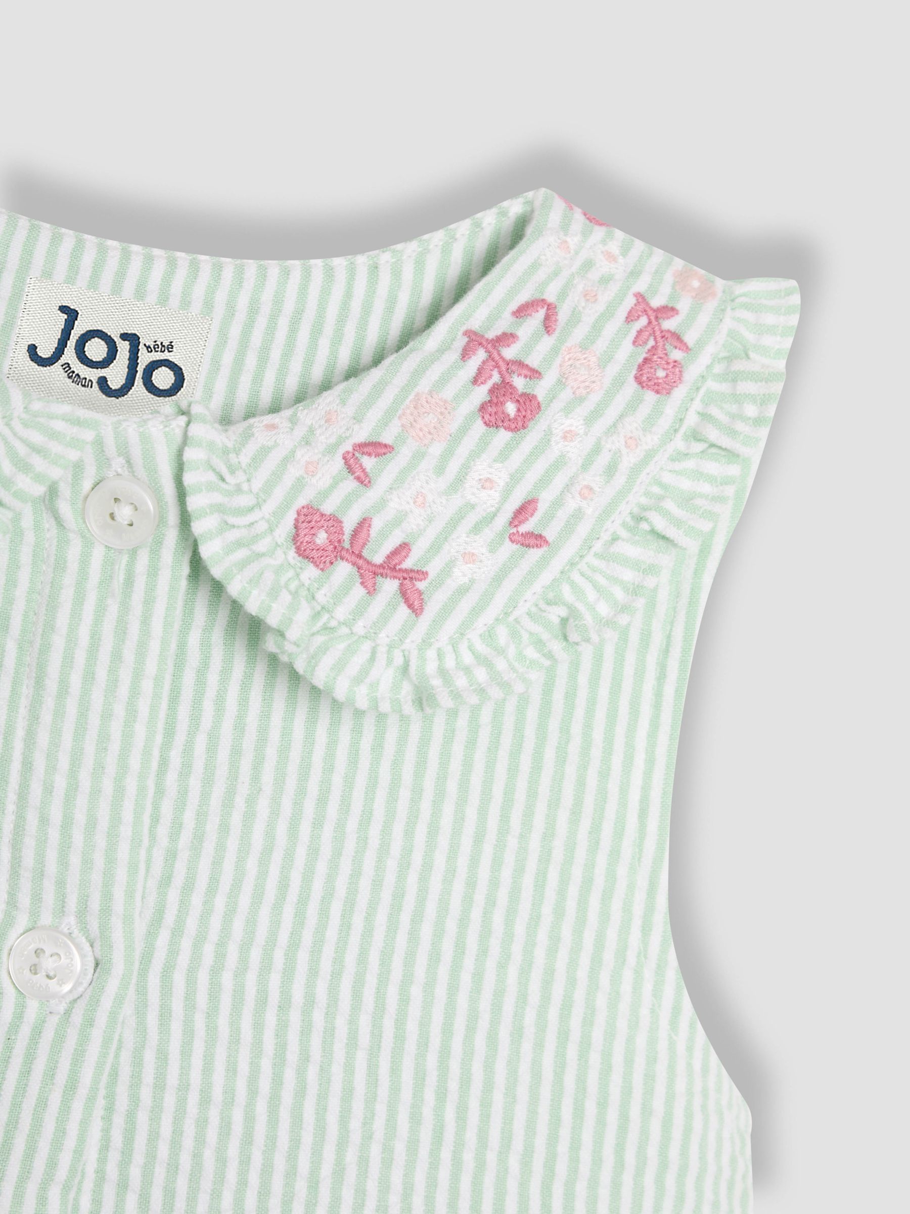 Pink Seersucker Stripe Collar Button Through Dress