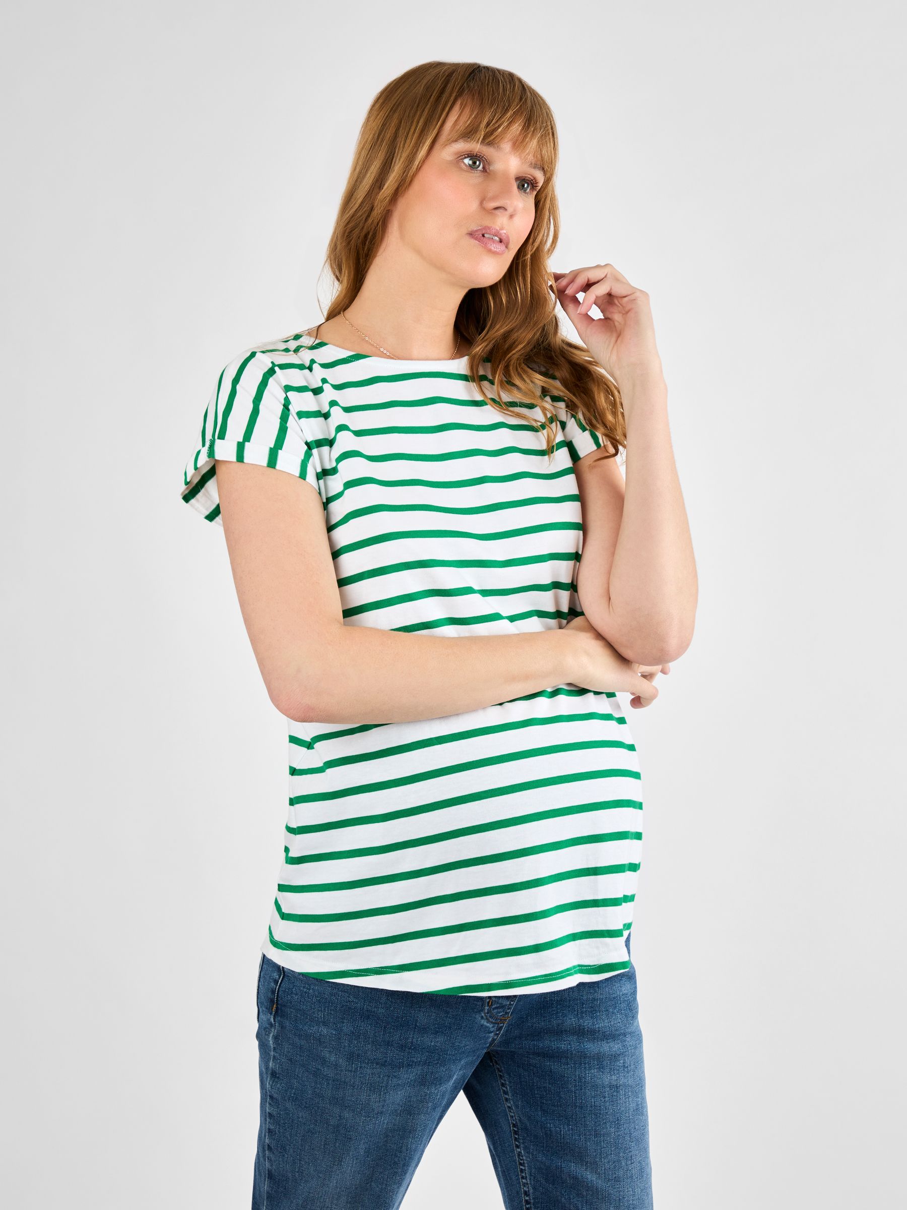Green Boyfriend Maternity Cotton T-Shirt