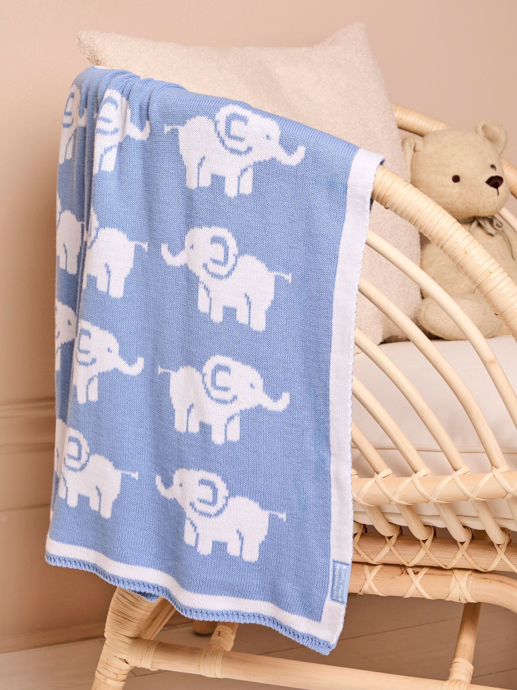 Blue Elephant Knitted Shawl