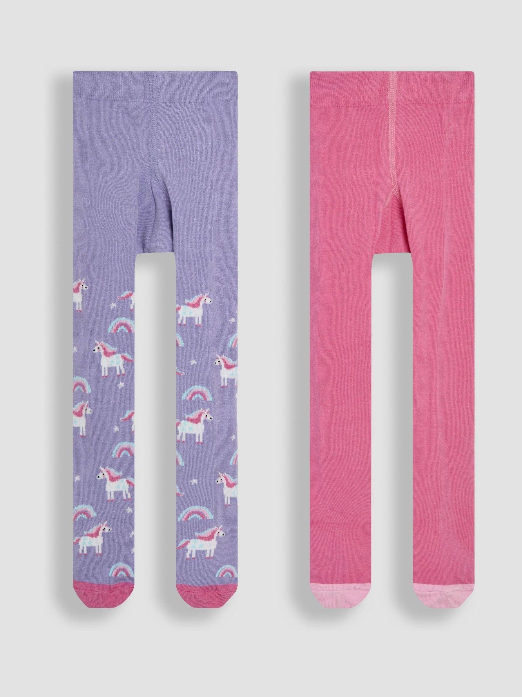 Pink Cotton Rich Unicorn Tights 2 Pack