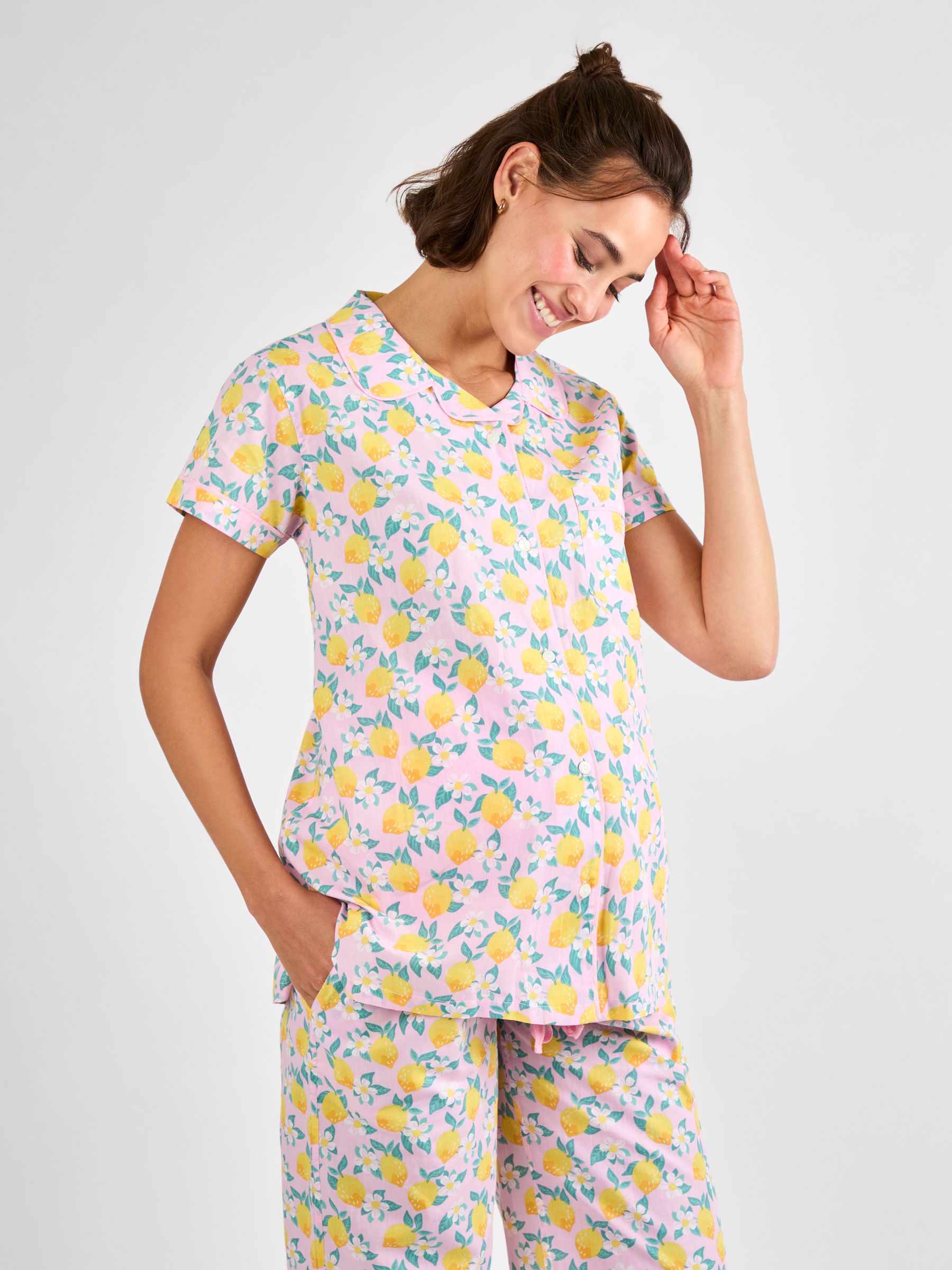 Pink Lemon Print Maternity Pyjamas Set