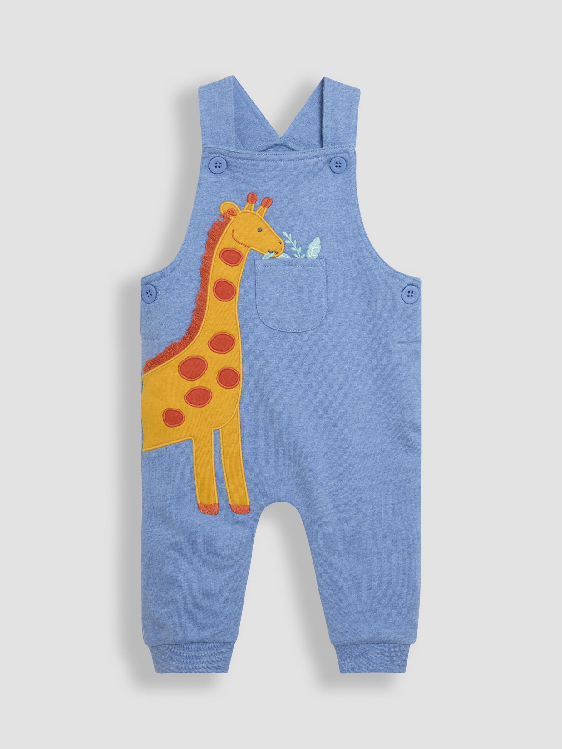 Blue Giraffe 2-Piece Appliqué Dungarees & T-Shirt Set