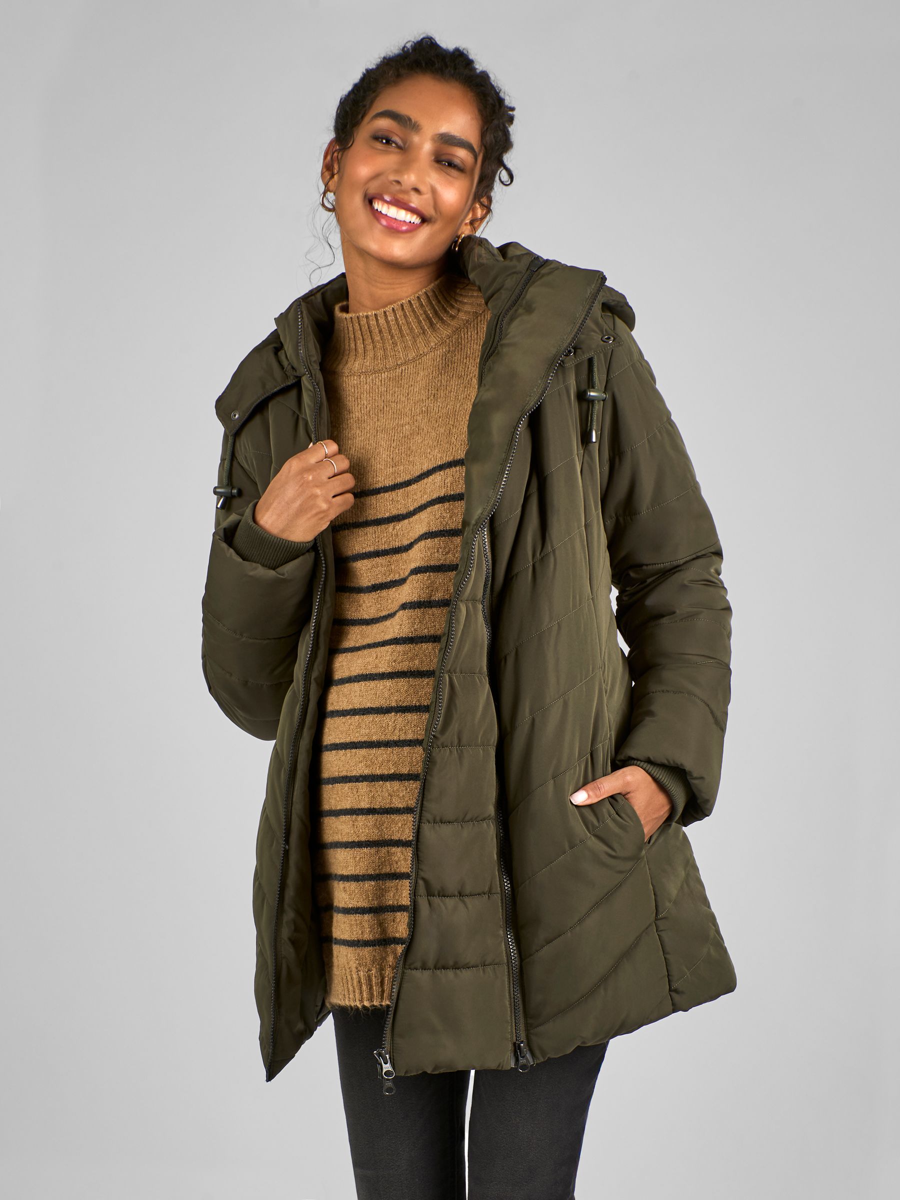 Wine Red 2-in-1 Maternity Puffer Jacket