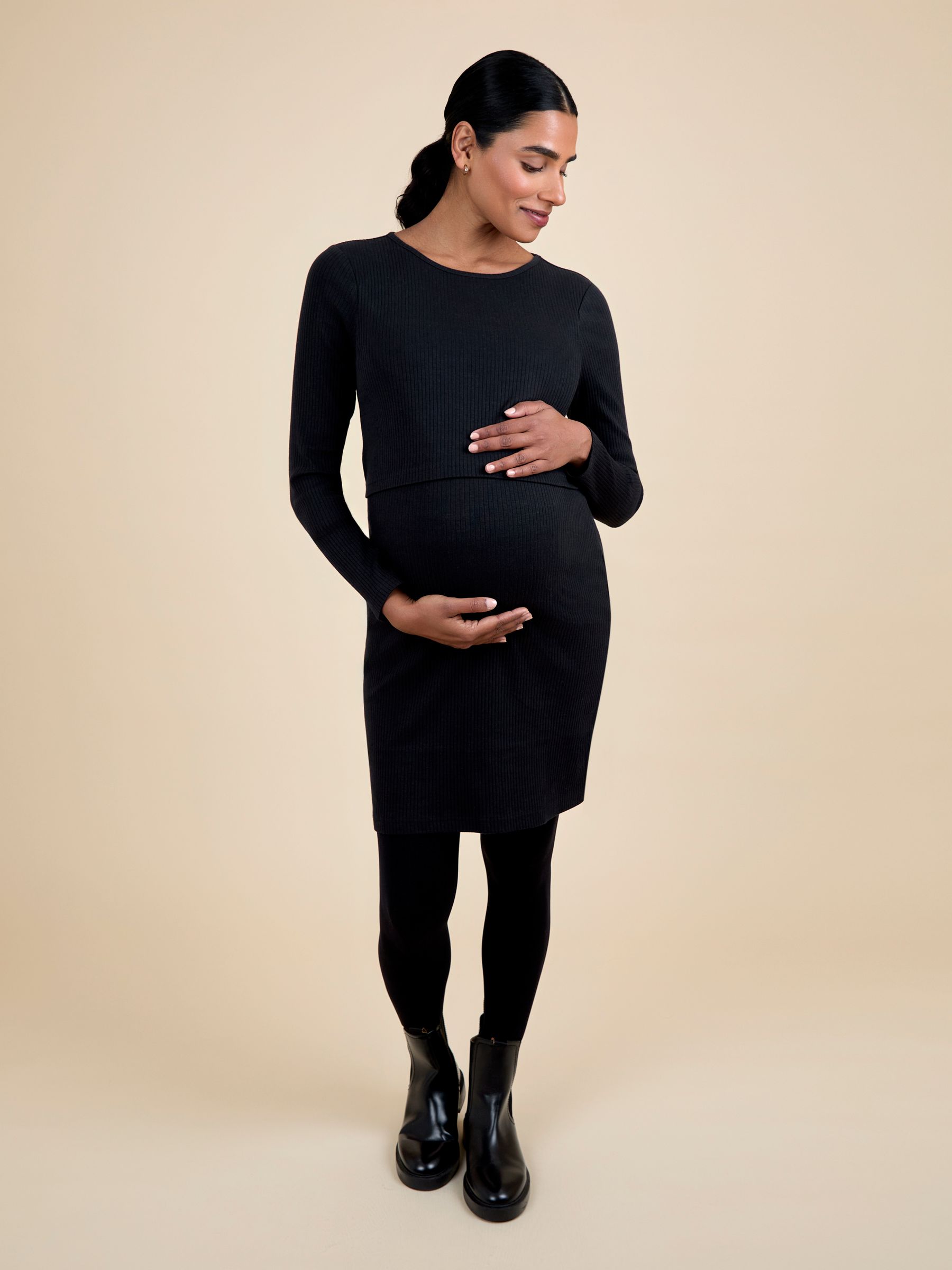 Black Ribbed Jersey Dress