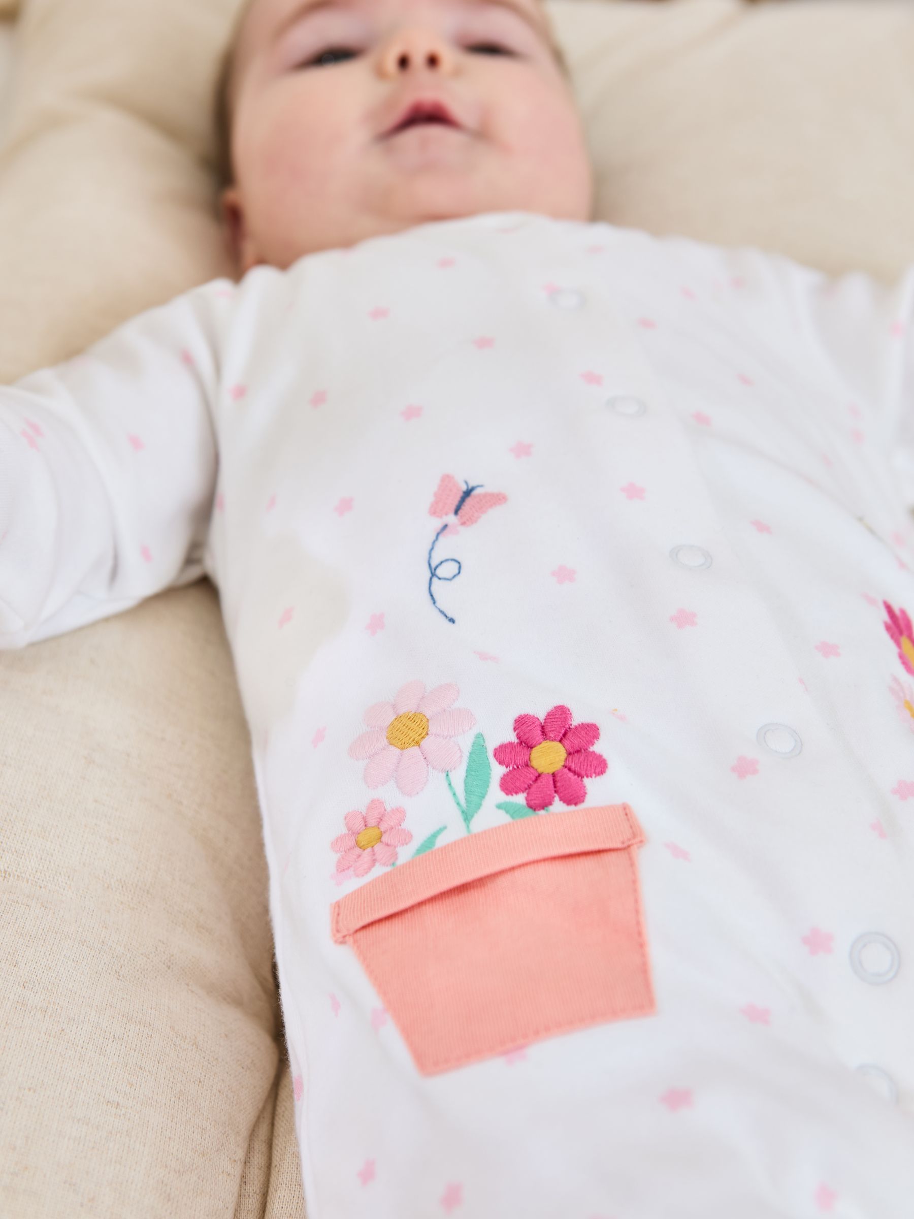 White Footed Embroidered Sleepsuit