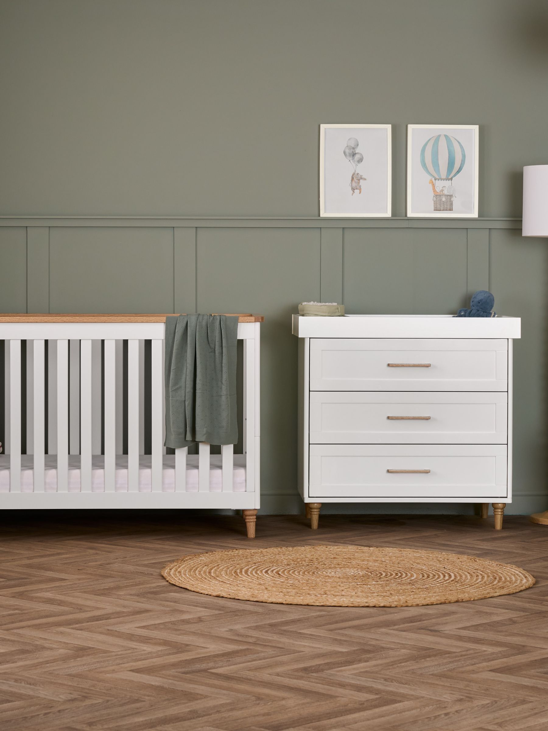 Obaby White with Natural Orla 2 Piece Nursery Furniture Set