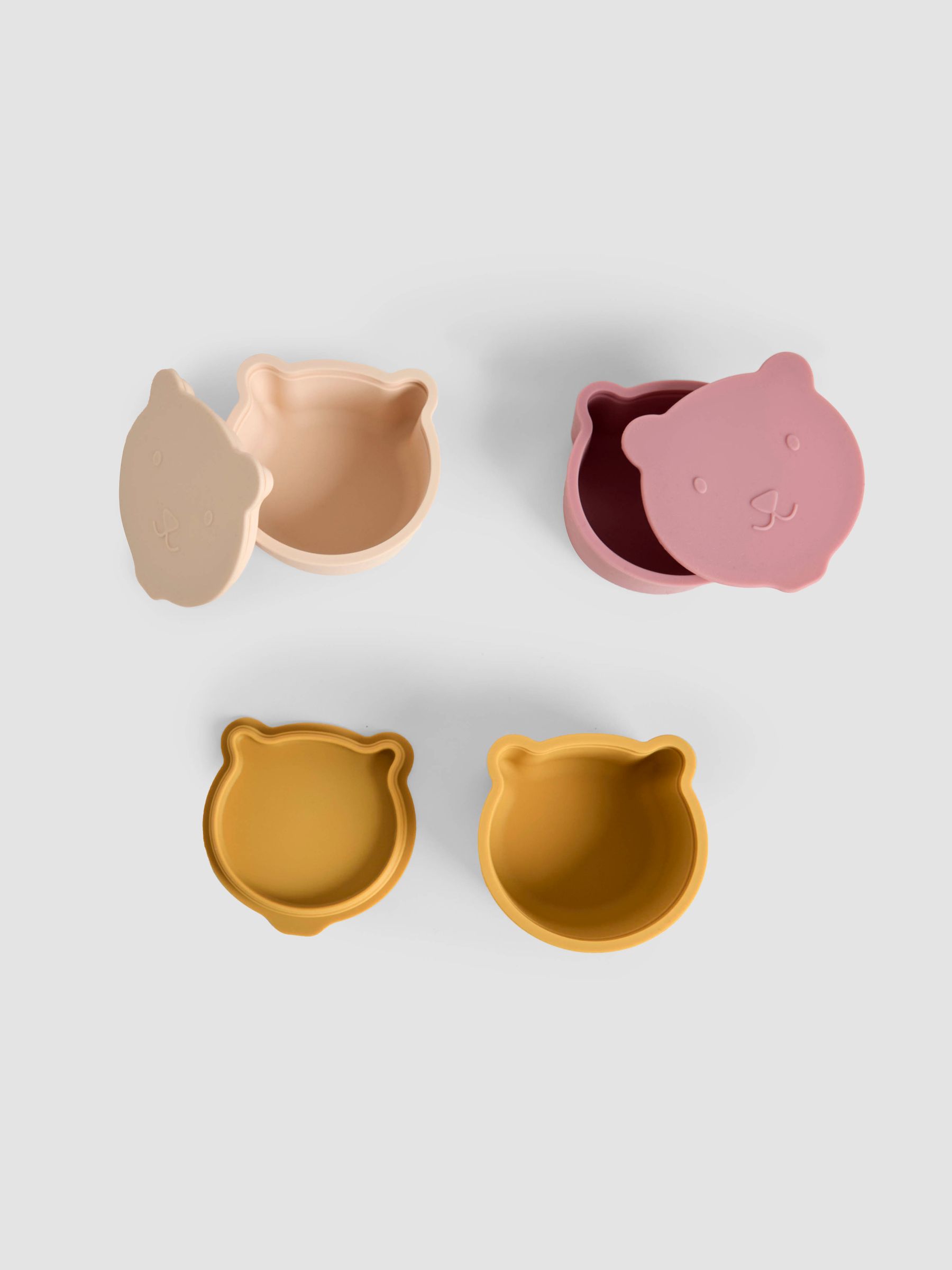 Set of 3 Bear Silicone Snack Pots