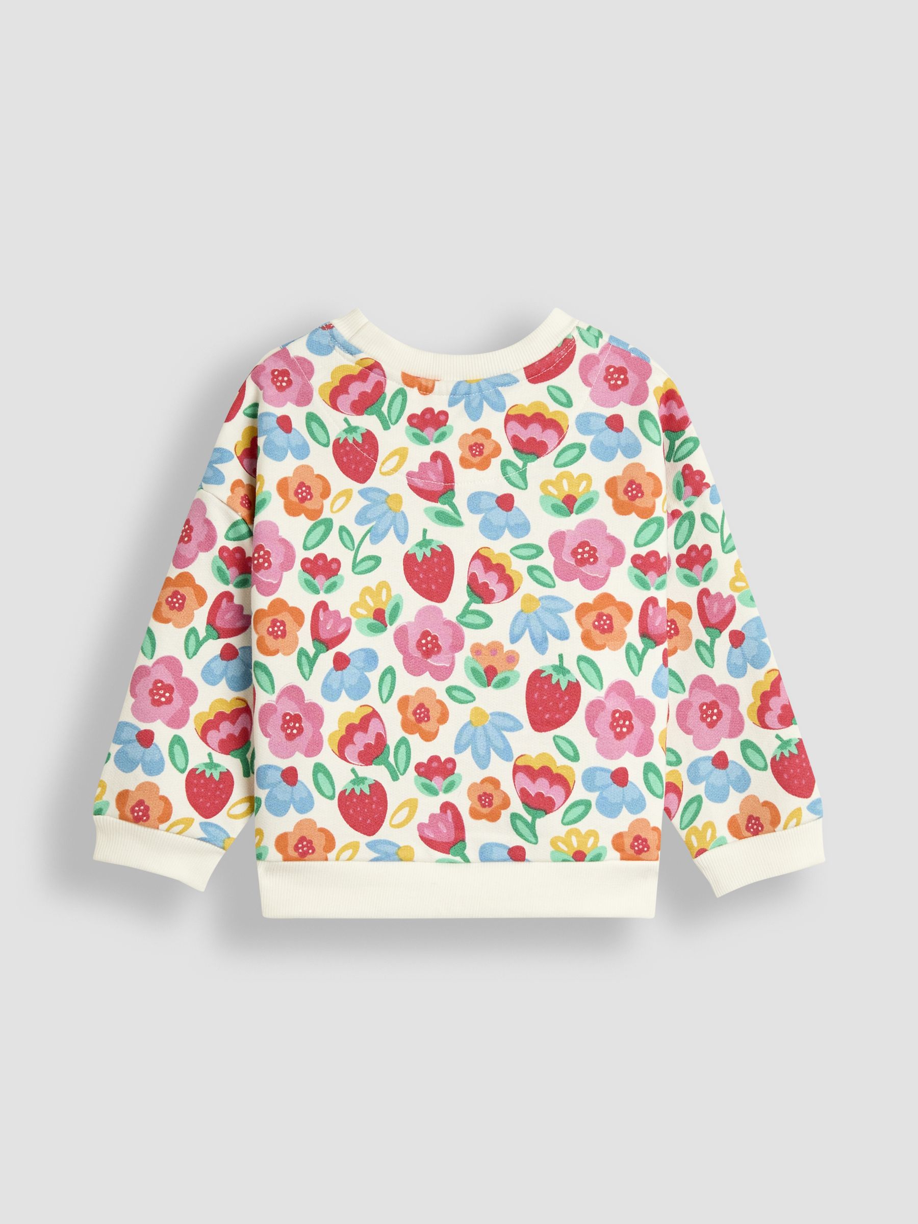 Cream Floral & Strawberry Printed Crew Neck Sweatshirt