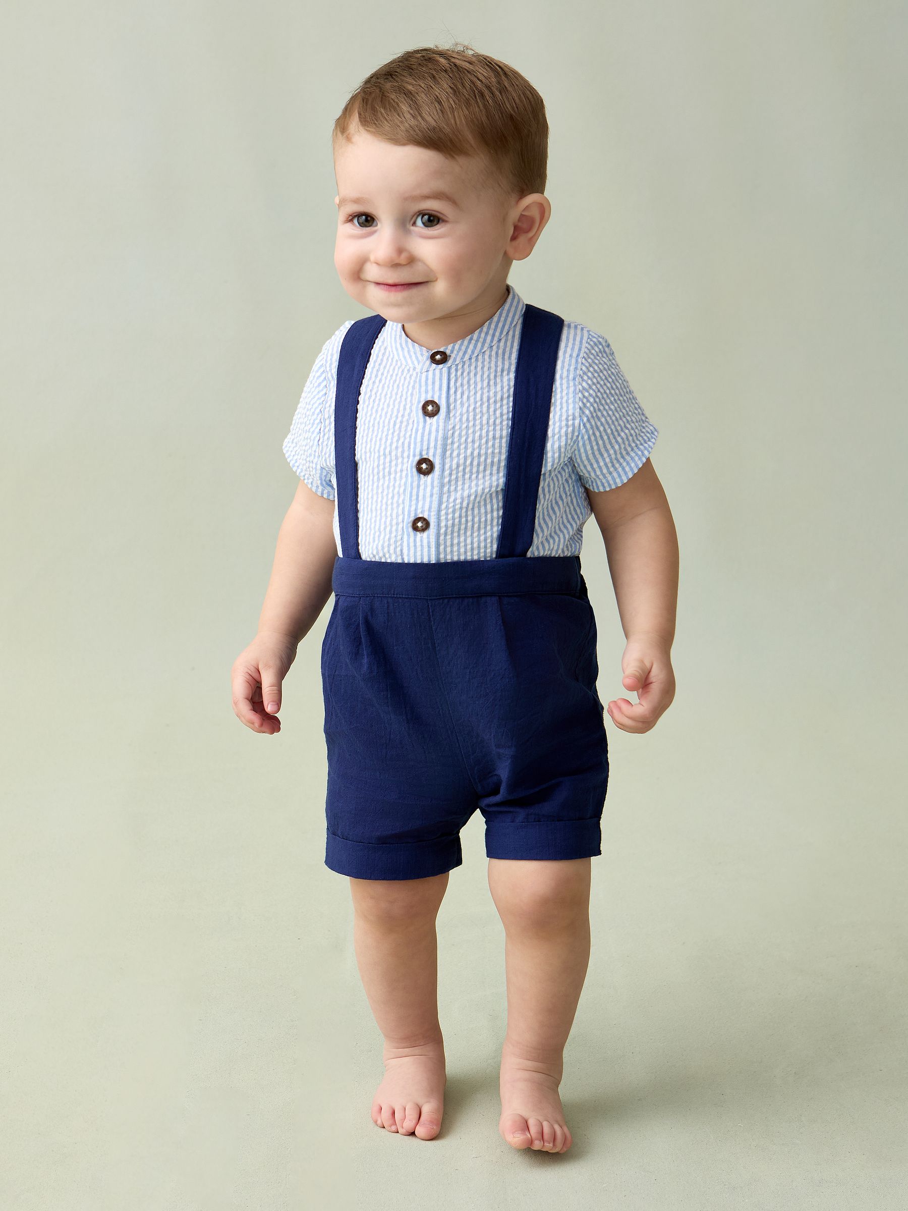 Stone 2-Piece Baby Grandad Shirt & Shorts Set