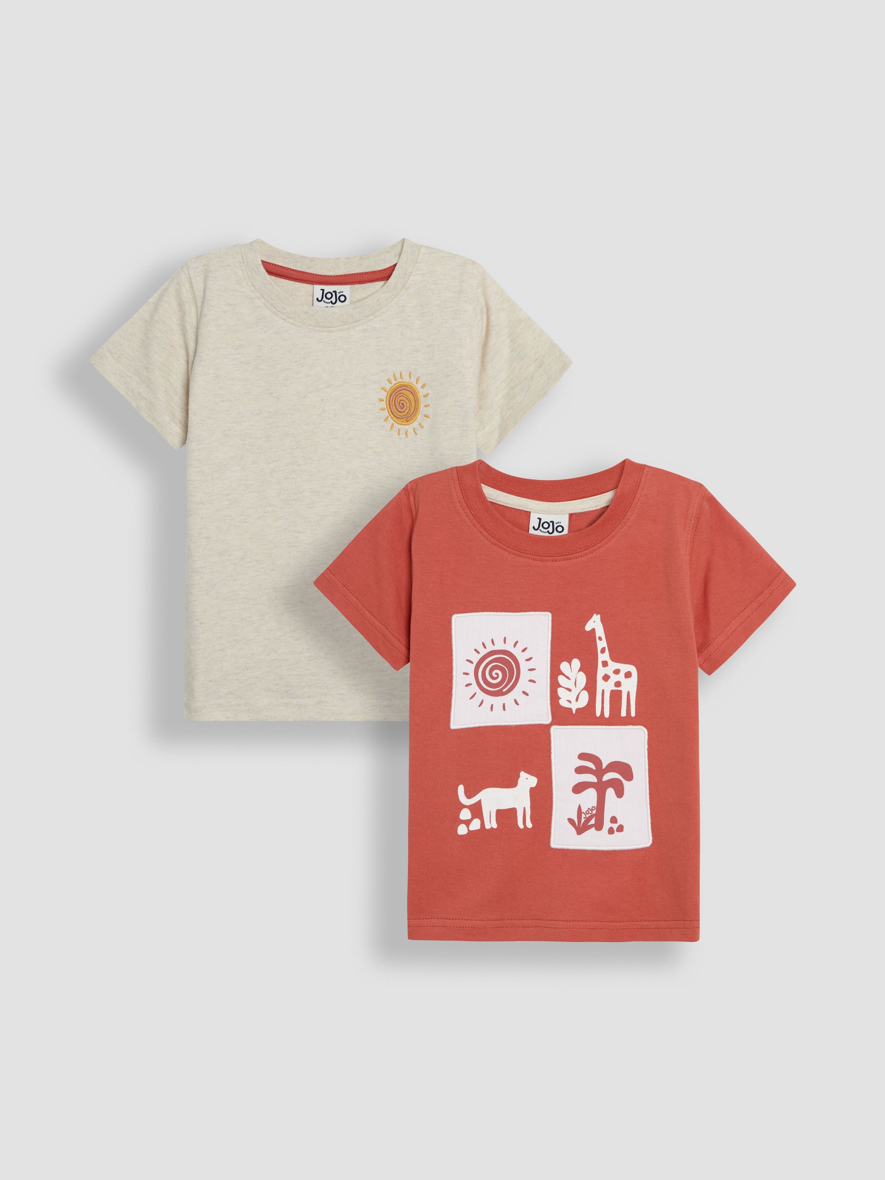 Orange Safari Graphic Printed & Plain T-Shirts 2 Pack