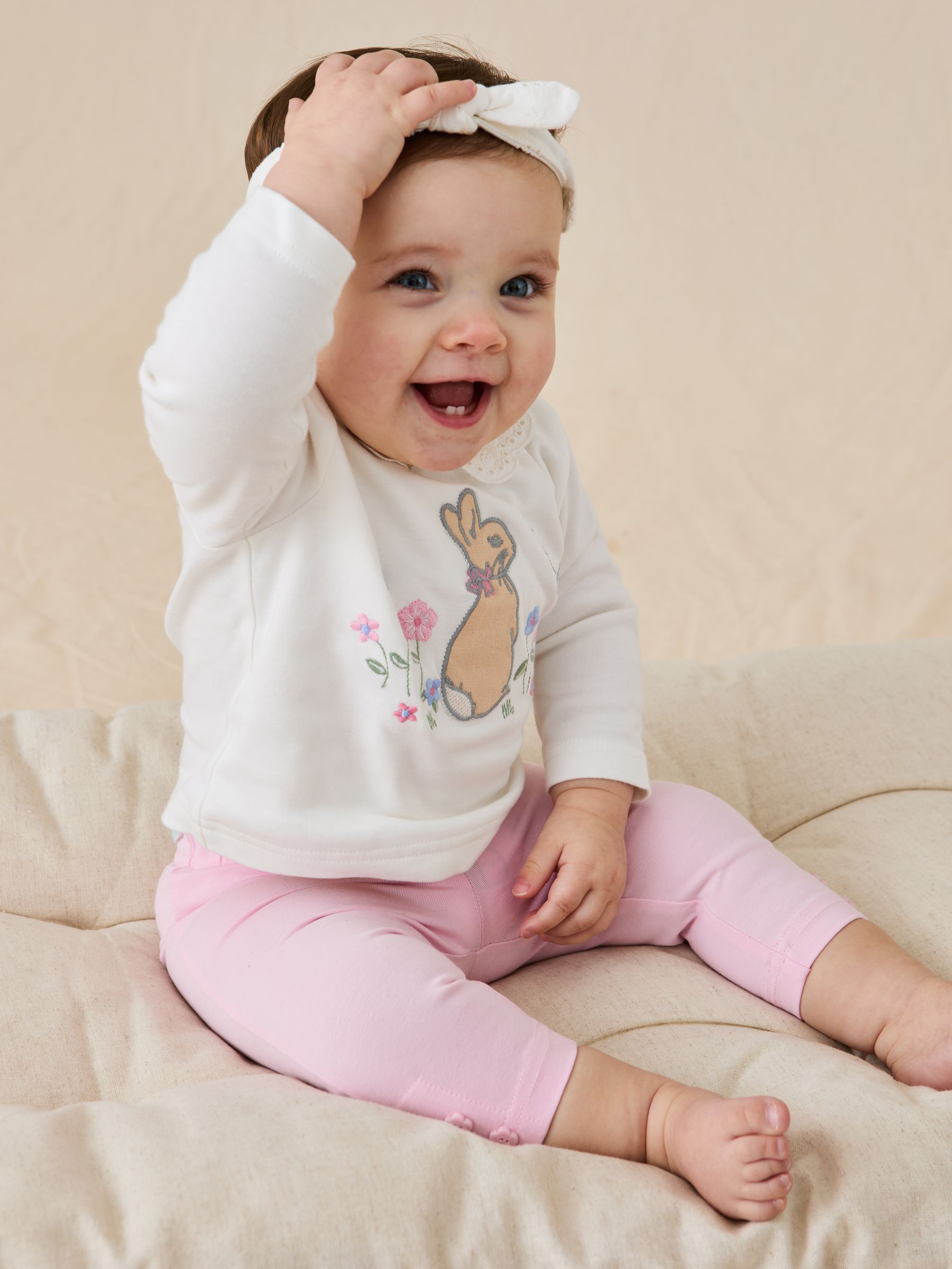 Cream 3 Piece Flopsy Bunny Top & Bottom Set