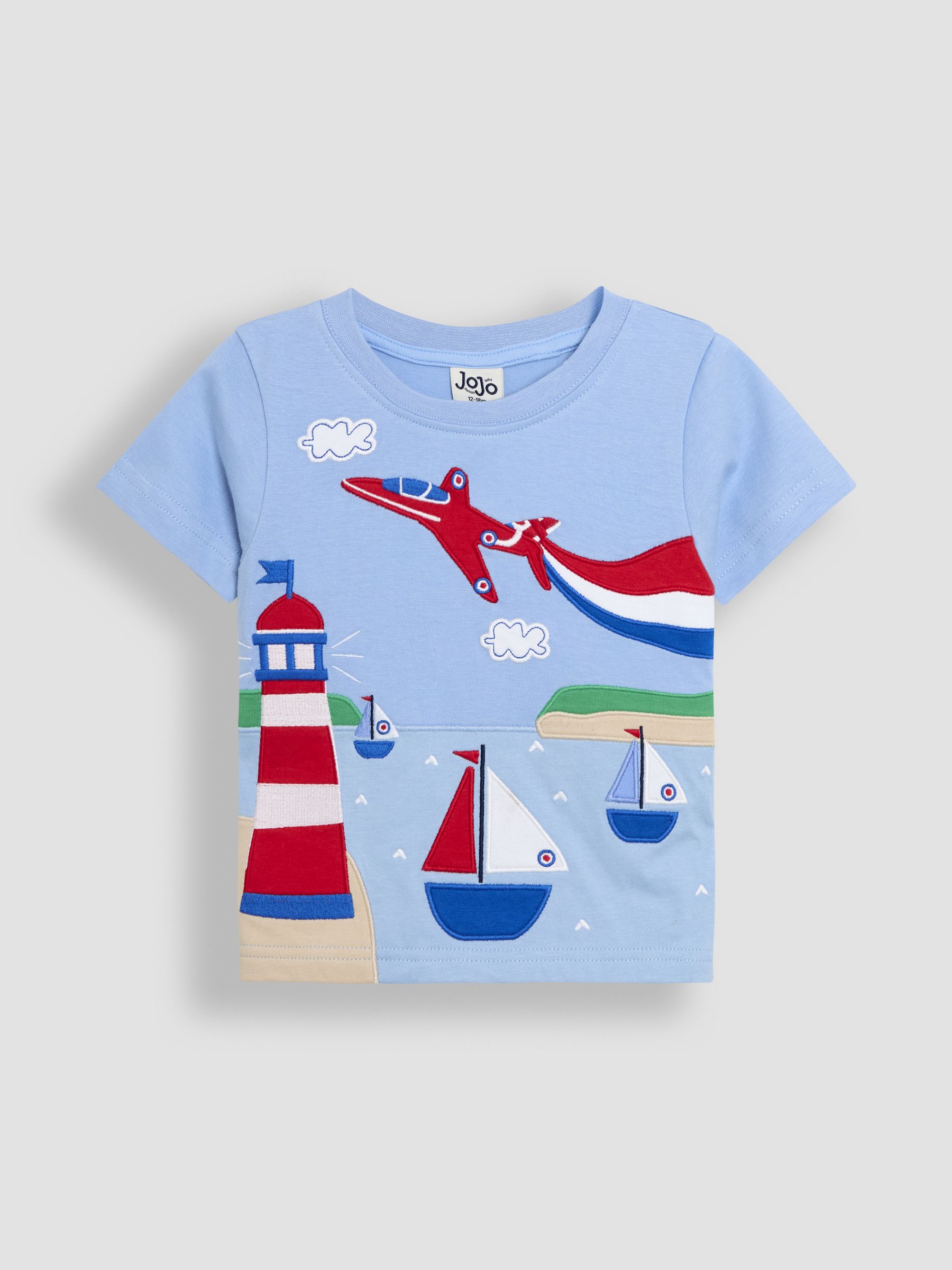 Blue Red Arrows Appliqué Scene T-Shirt