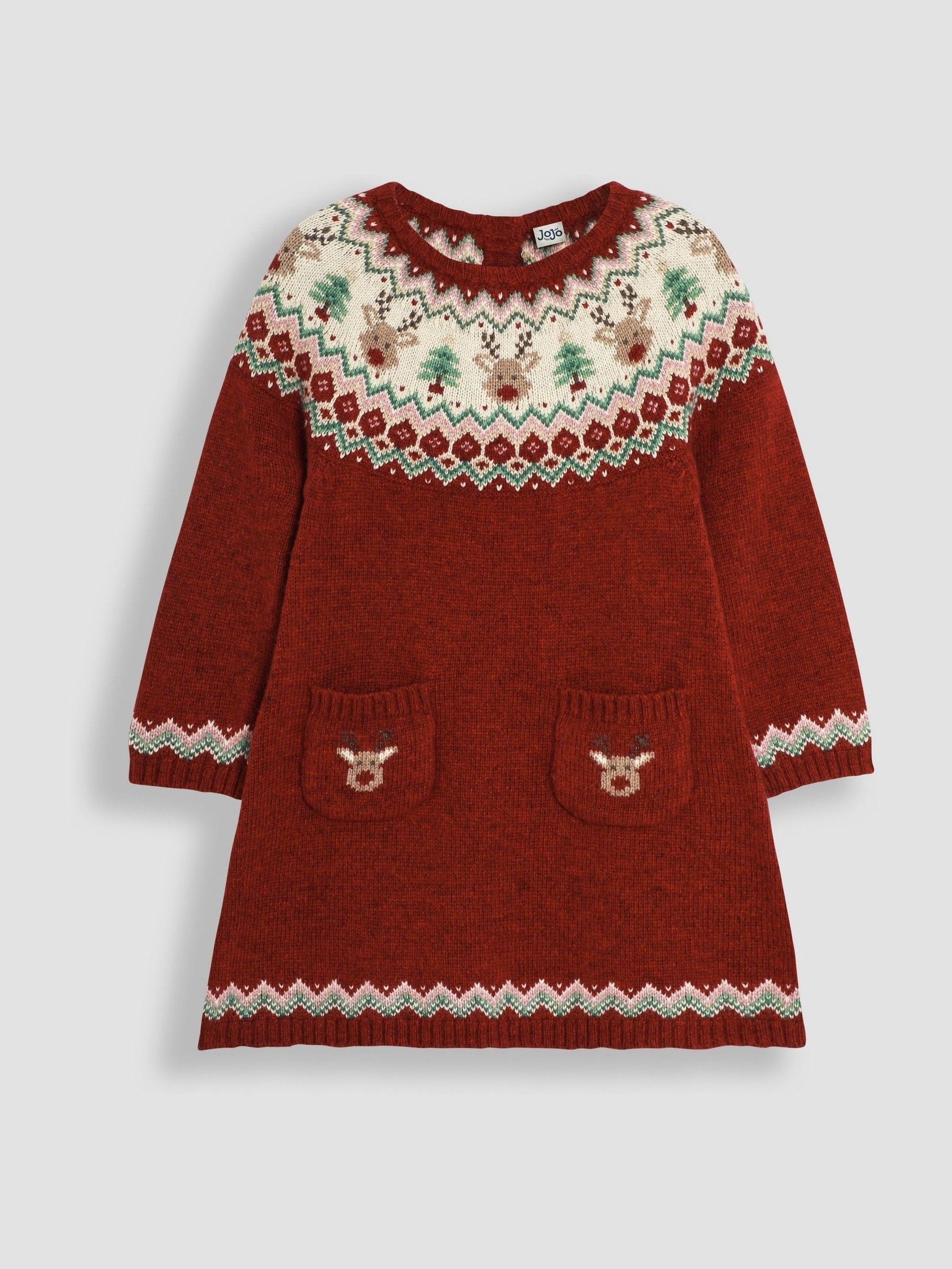 Red Reindeer Christmas Knitted Dress