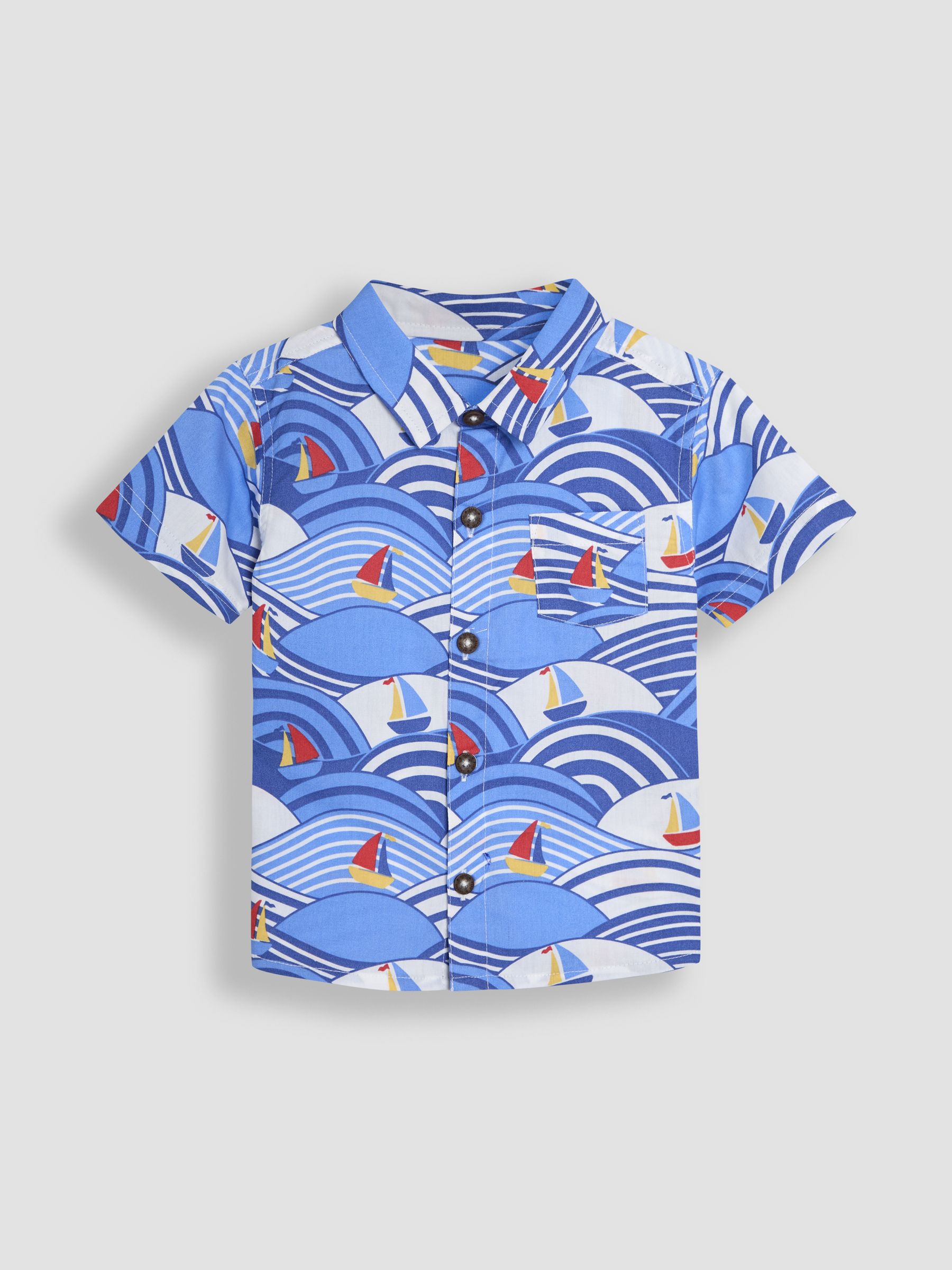 Blue Boat Short Sleeve Shirt