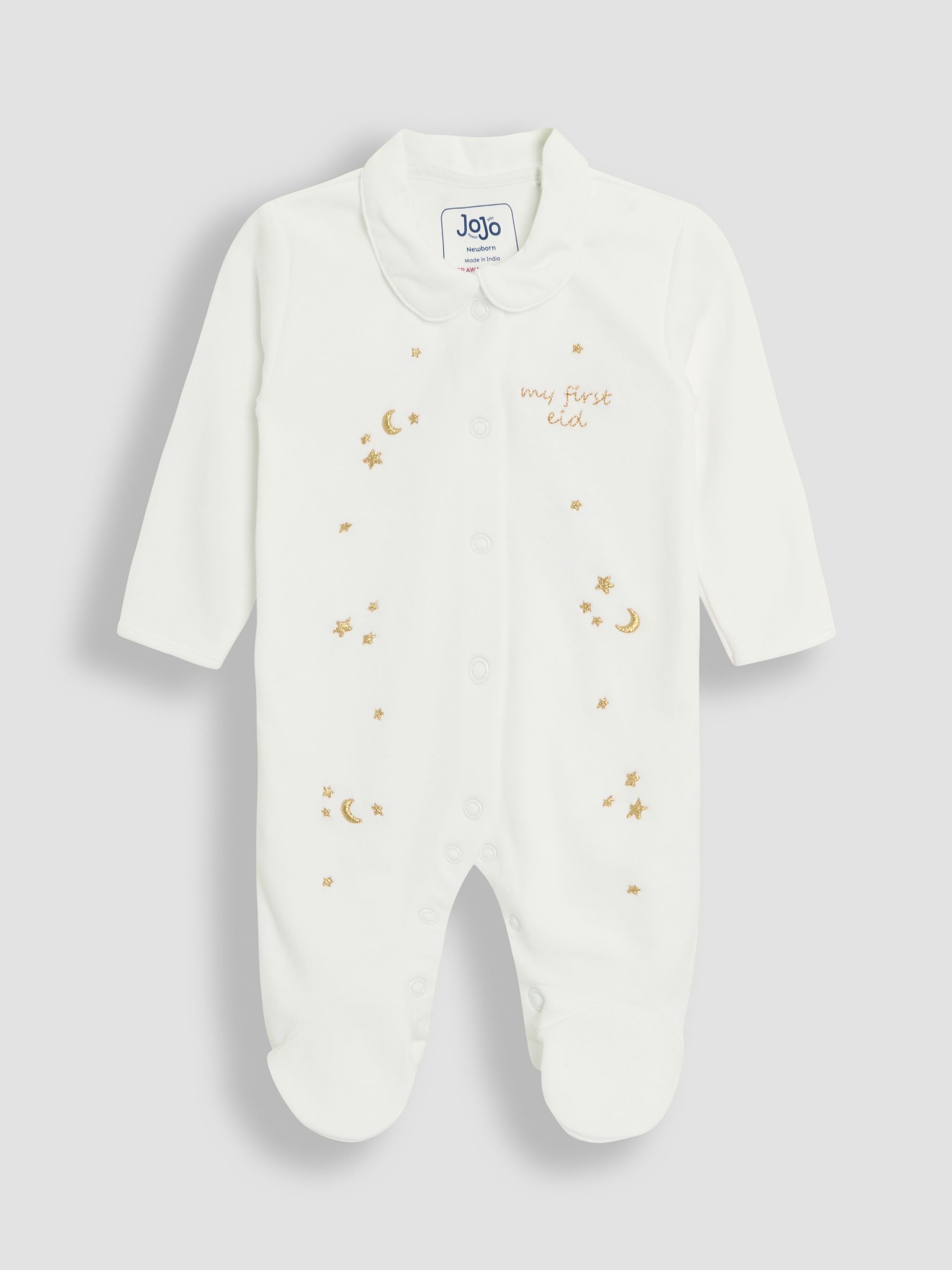 White 100% Cotton Embroidered Eid Sleepsuit