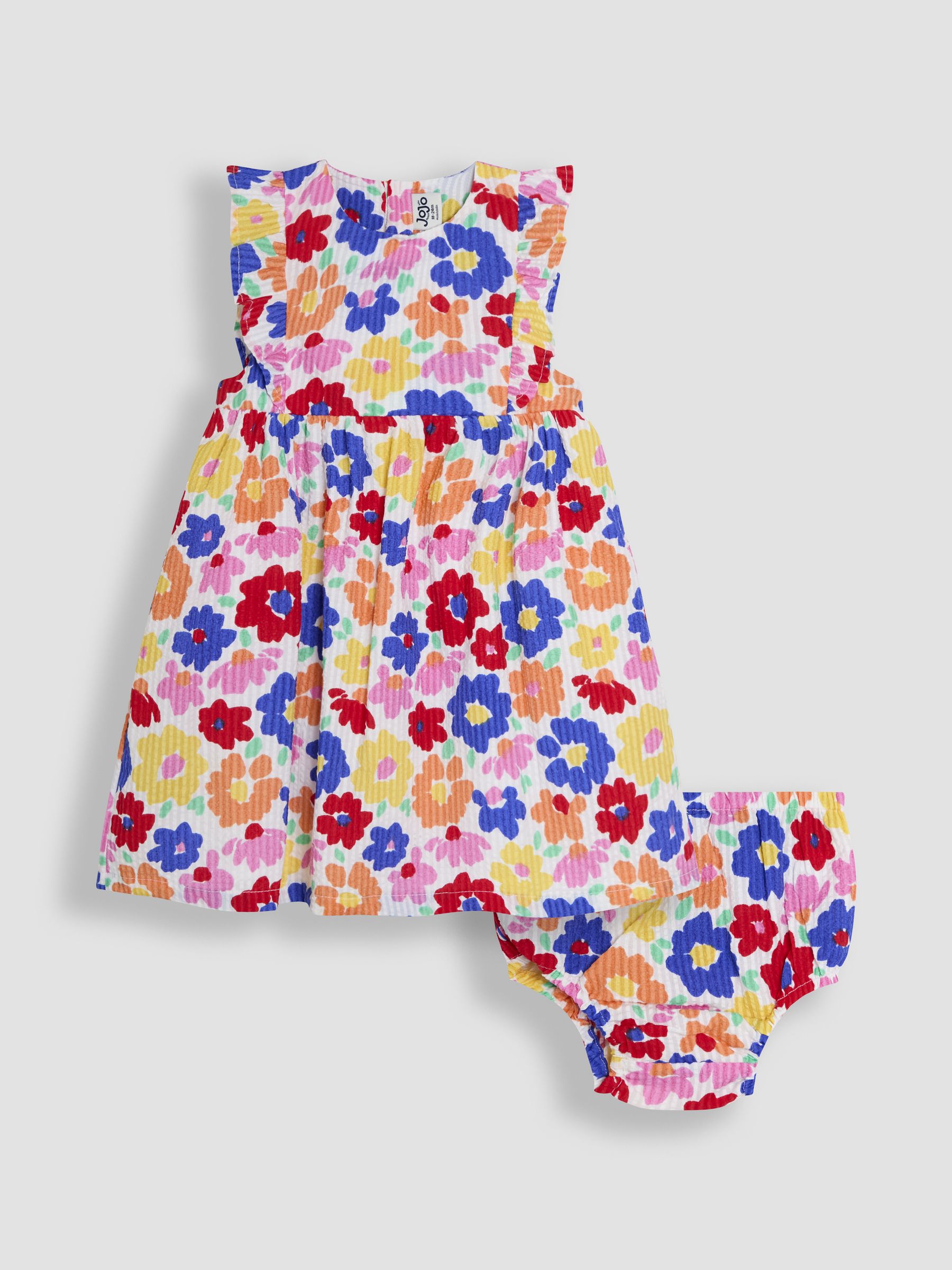 Fucshia Pink Floral Frill Shoulder Summer Dress