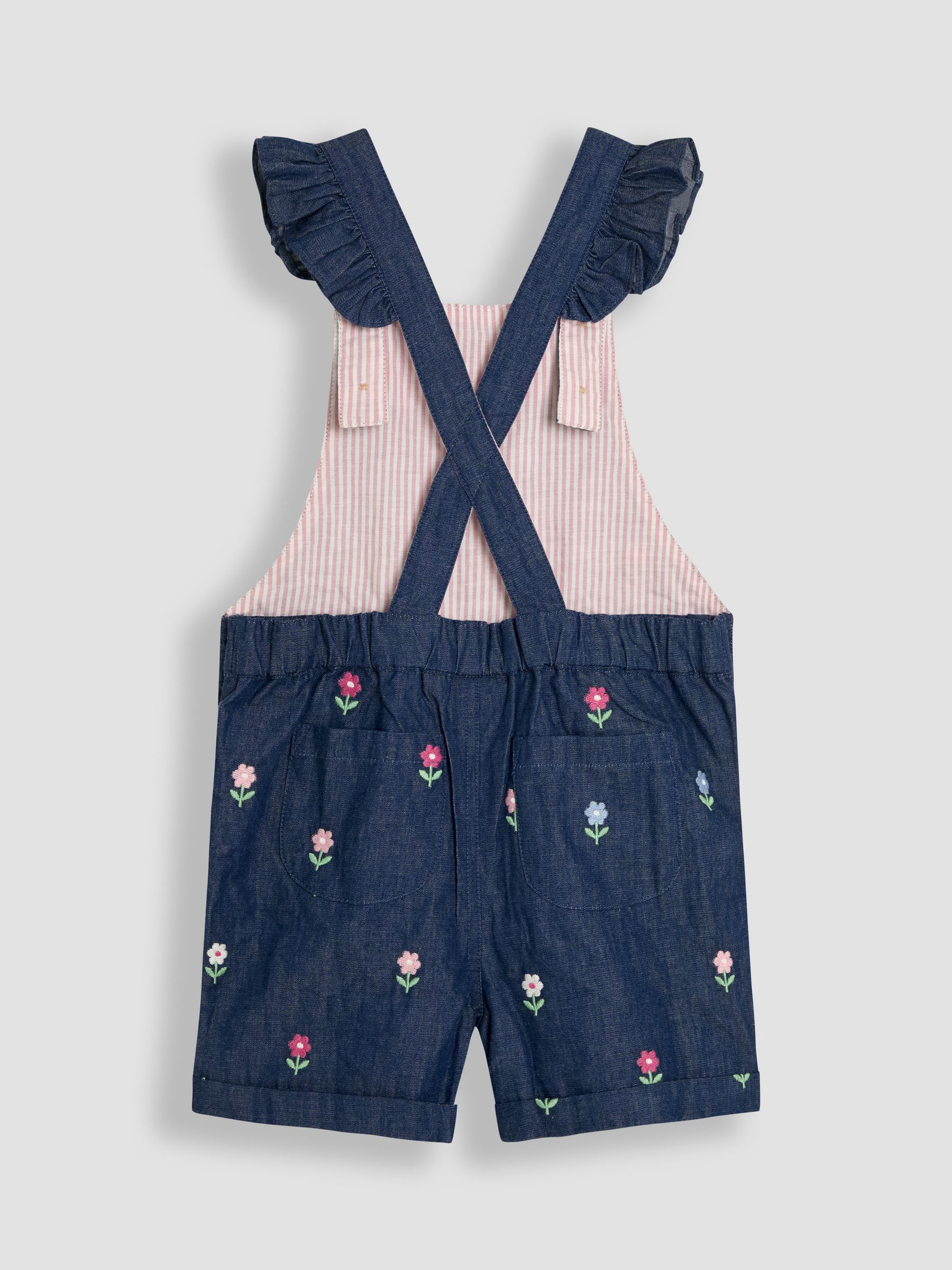 Blue 2-Piece Frill Shoulder Dungarees & T-Shirt Set