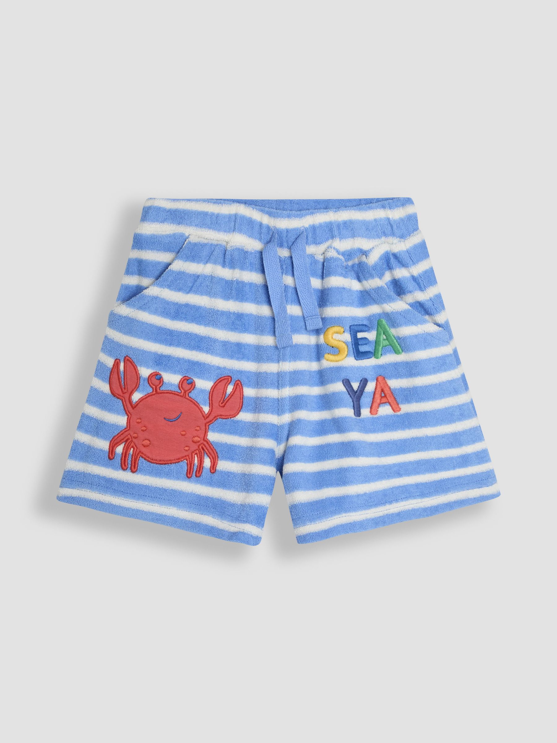 Blue Crab Crab Appliqué Textured Shorts