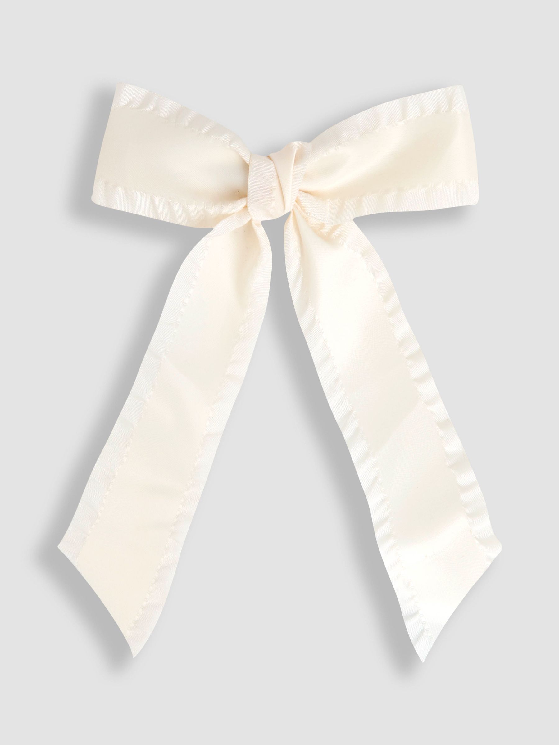 Cream Ruffle Bow Clip