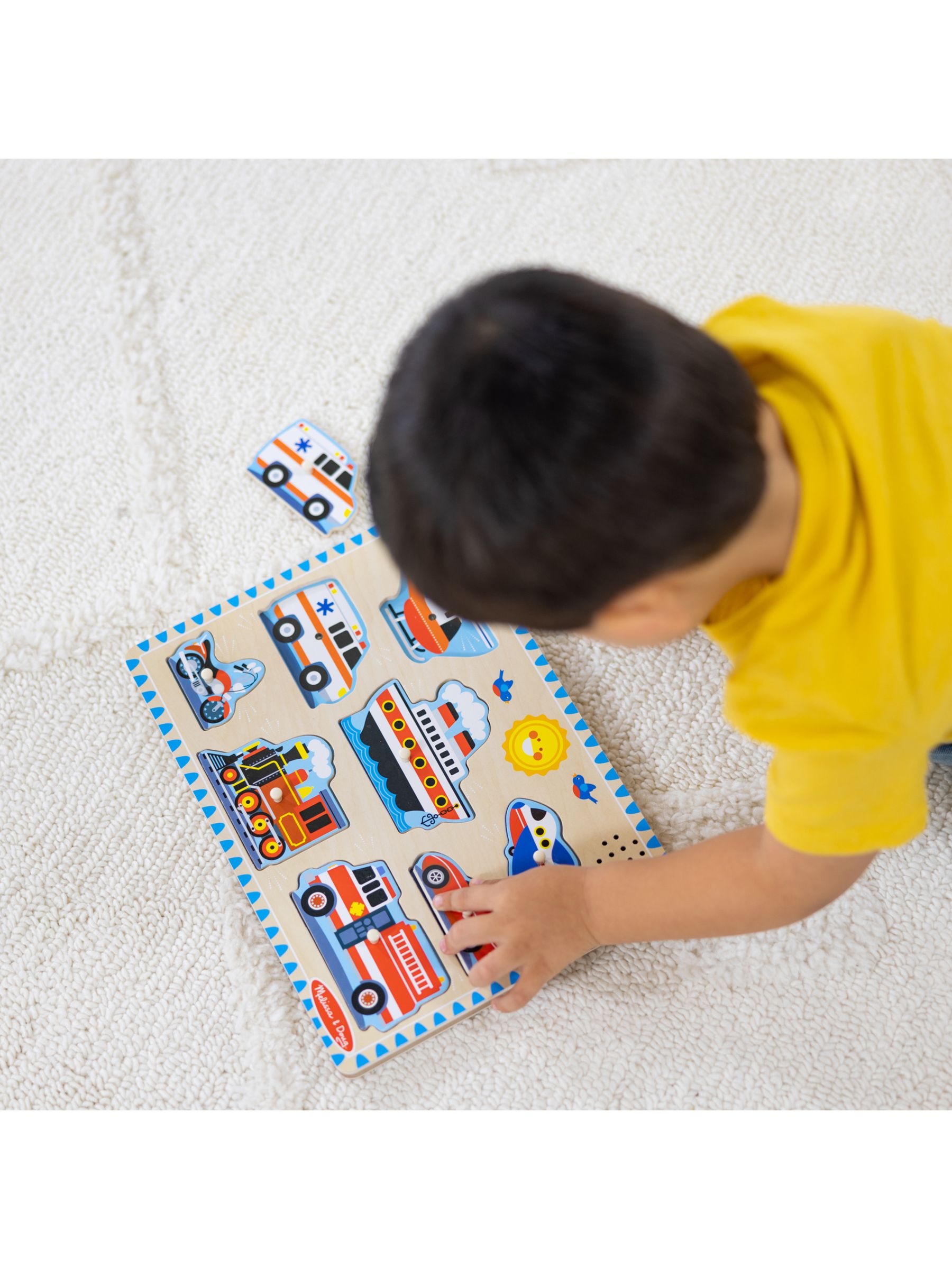 Melissa & Doug No Colour Vehicles Sound Puzzle - 8 Pieces