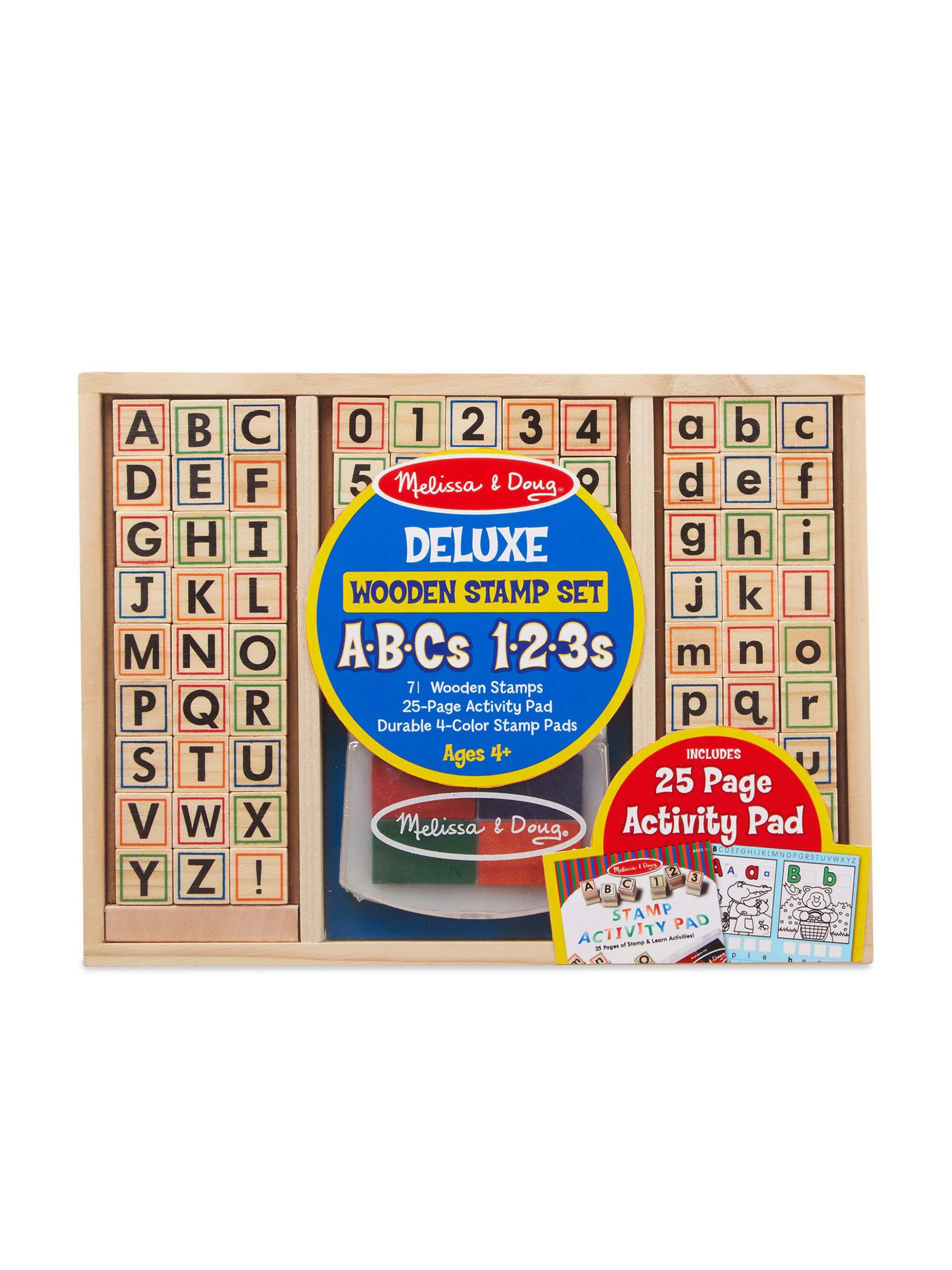 Melissa & Doug Deluxe Wooden Stamp Set ABCs 123s