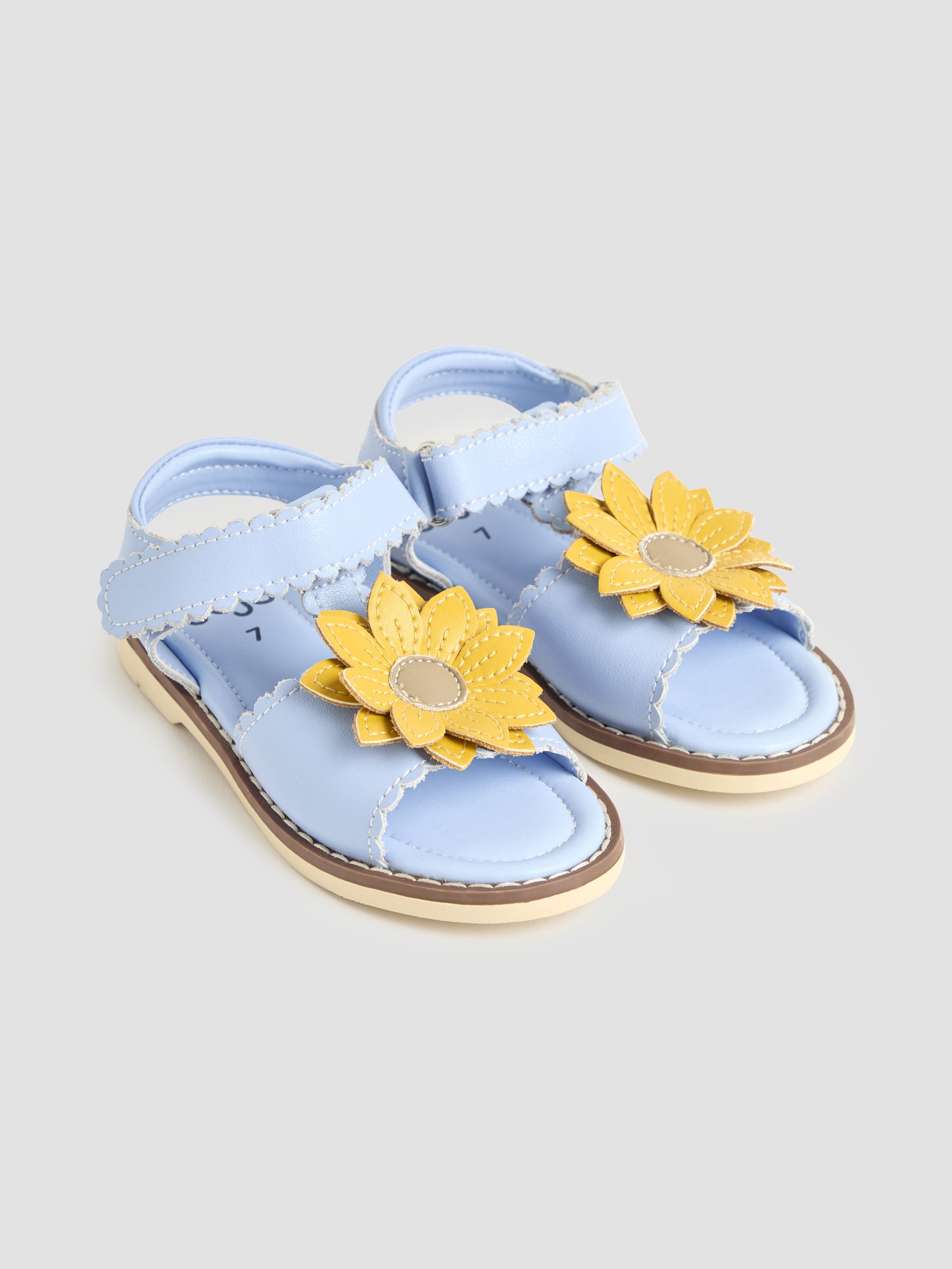 Blue Flower Leather Sandals