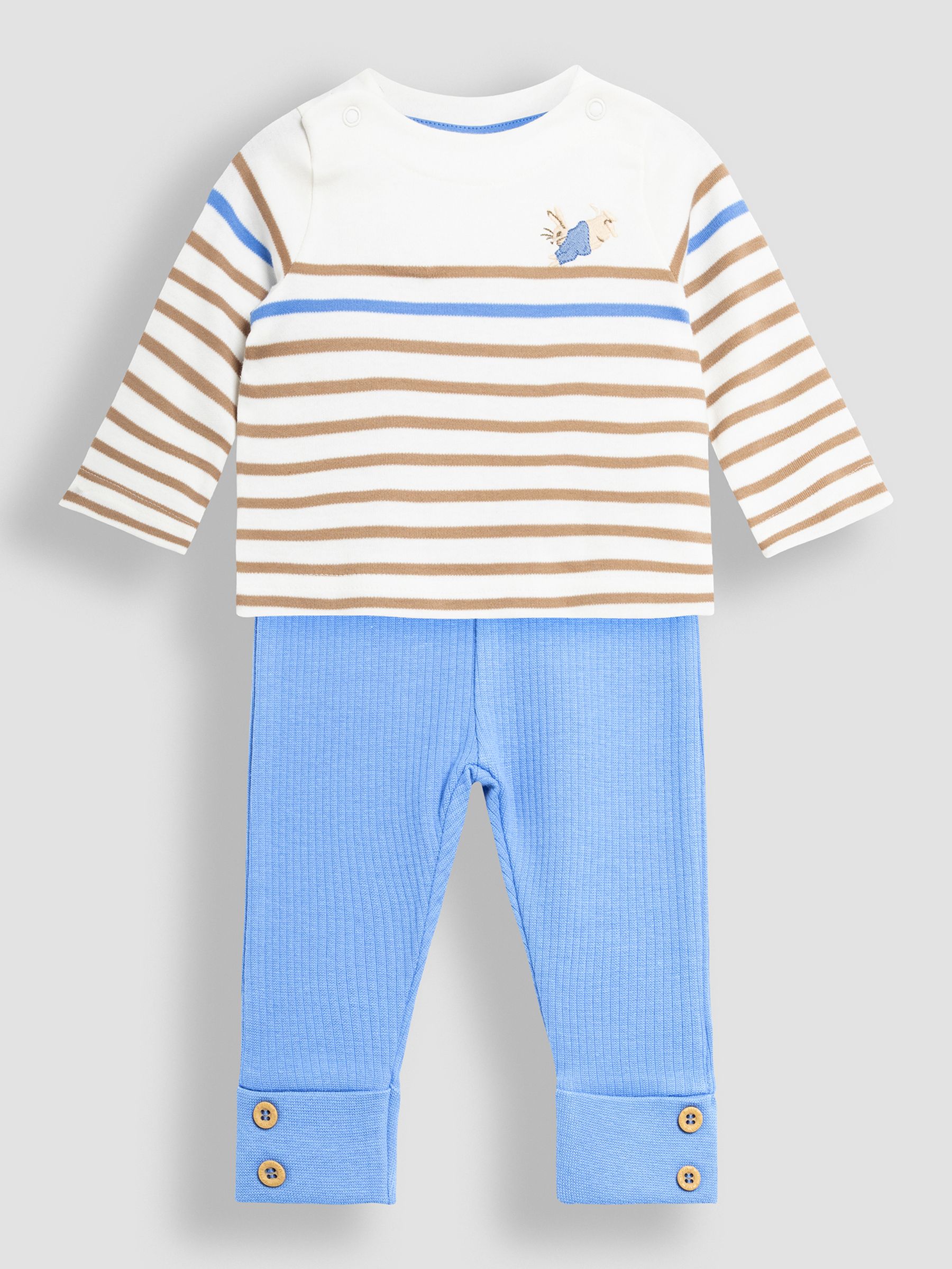 Blue Jersey Top And Rib Legging Set