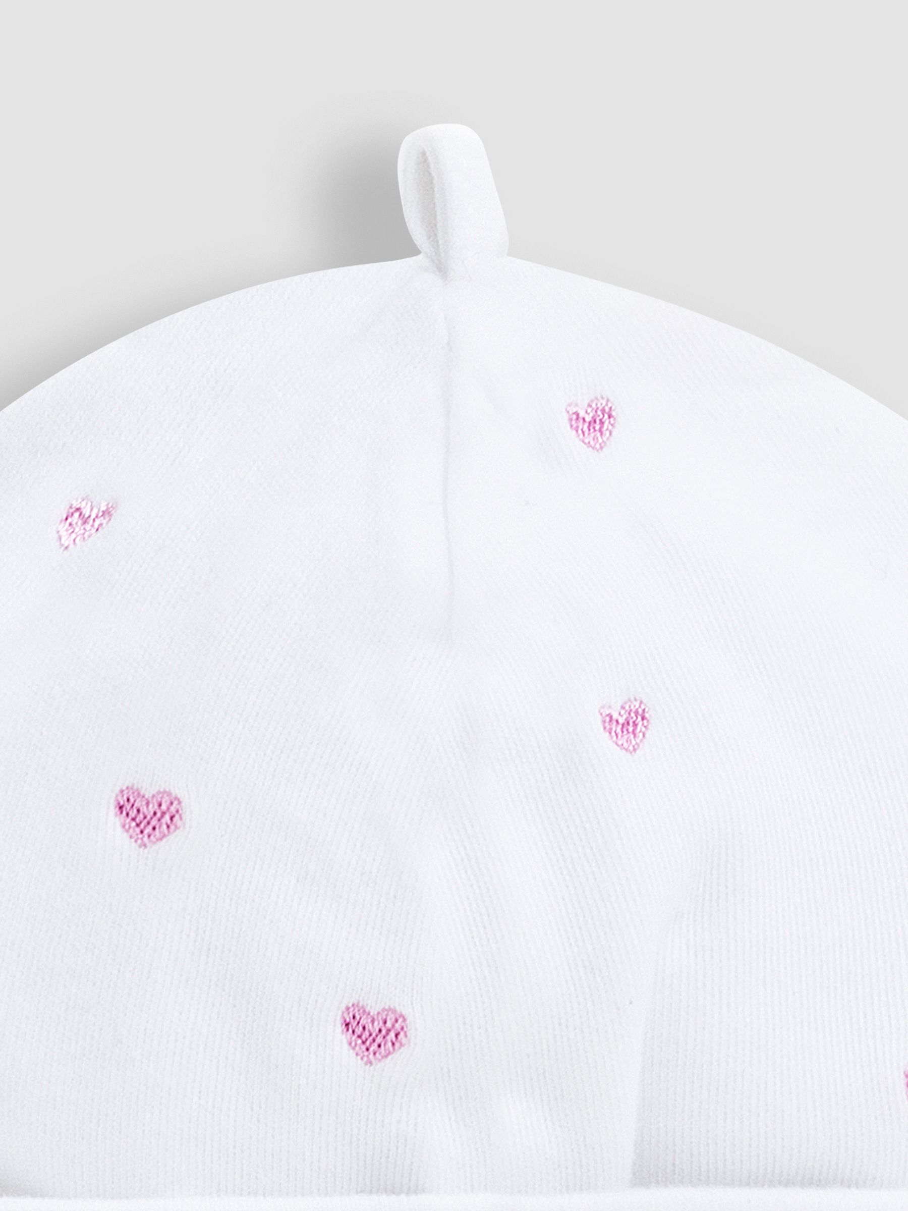 Cream 100% Organic Cotton Heart Embroidered Baby Hat