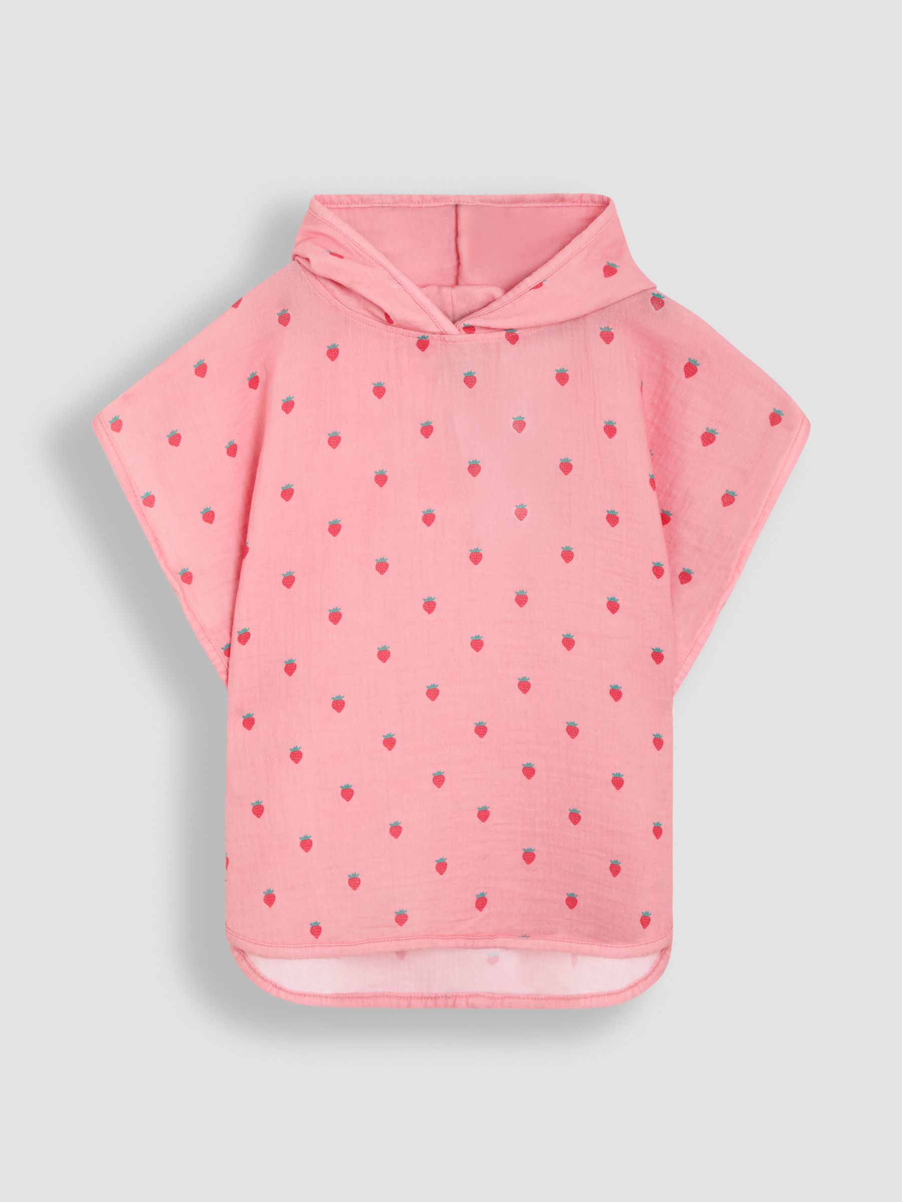 Pink 100% Cotton Strawberry Muslin Poncho