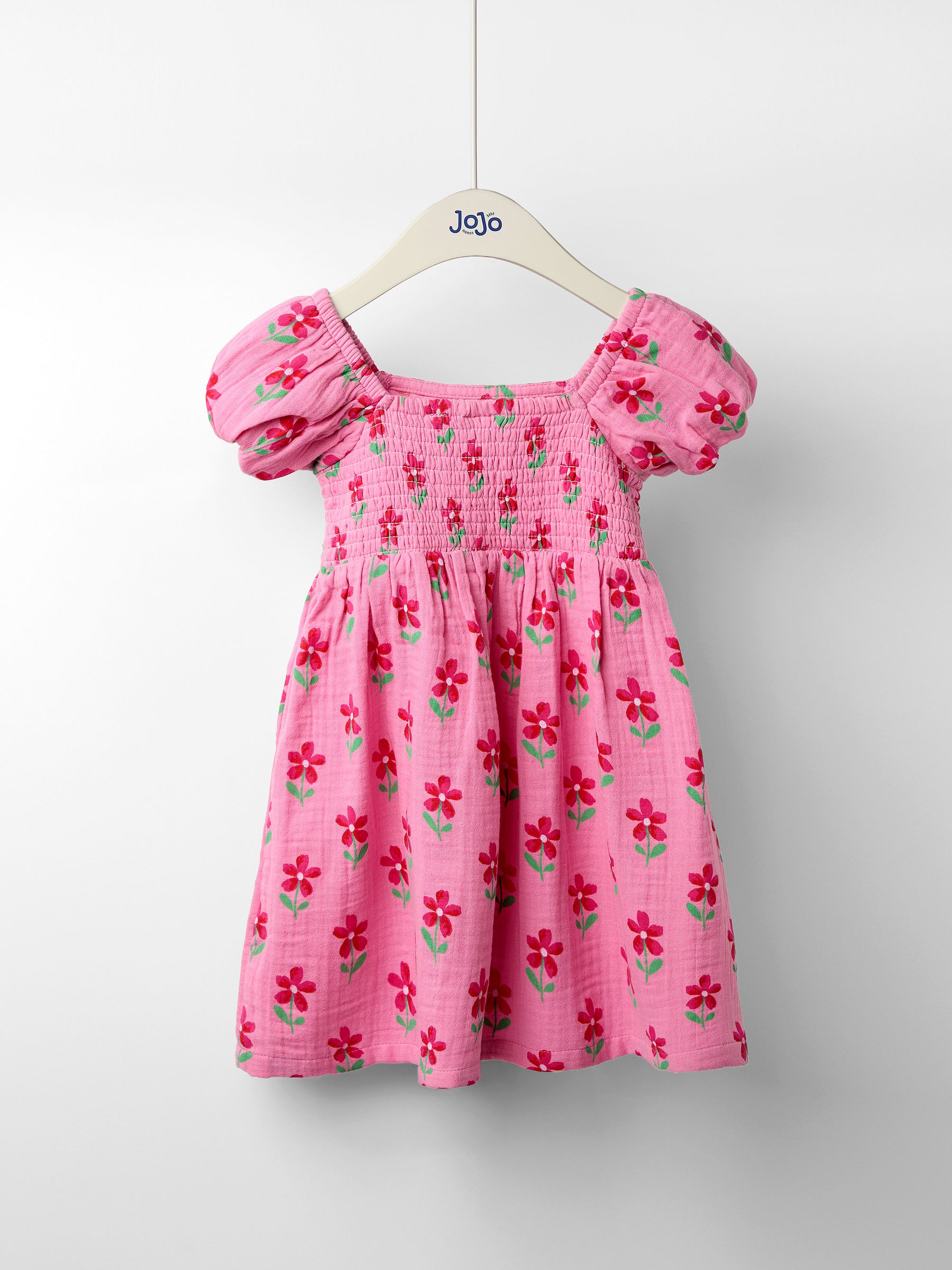 Yellow Sunflower Print Seersucker Puff Sleeve Dress