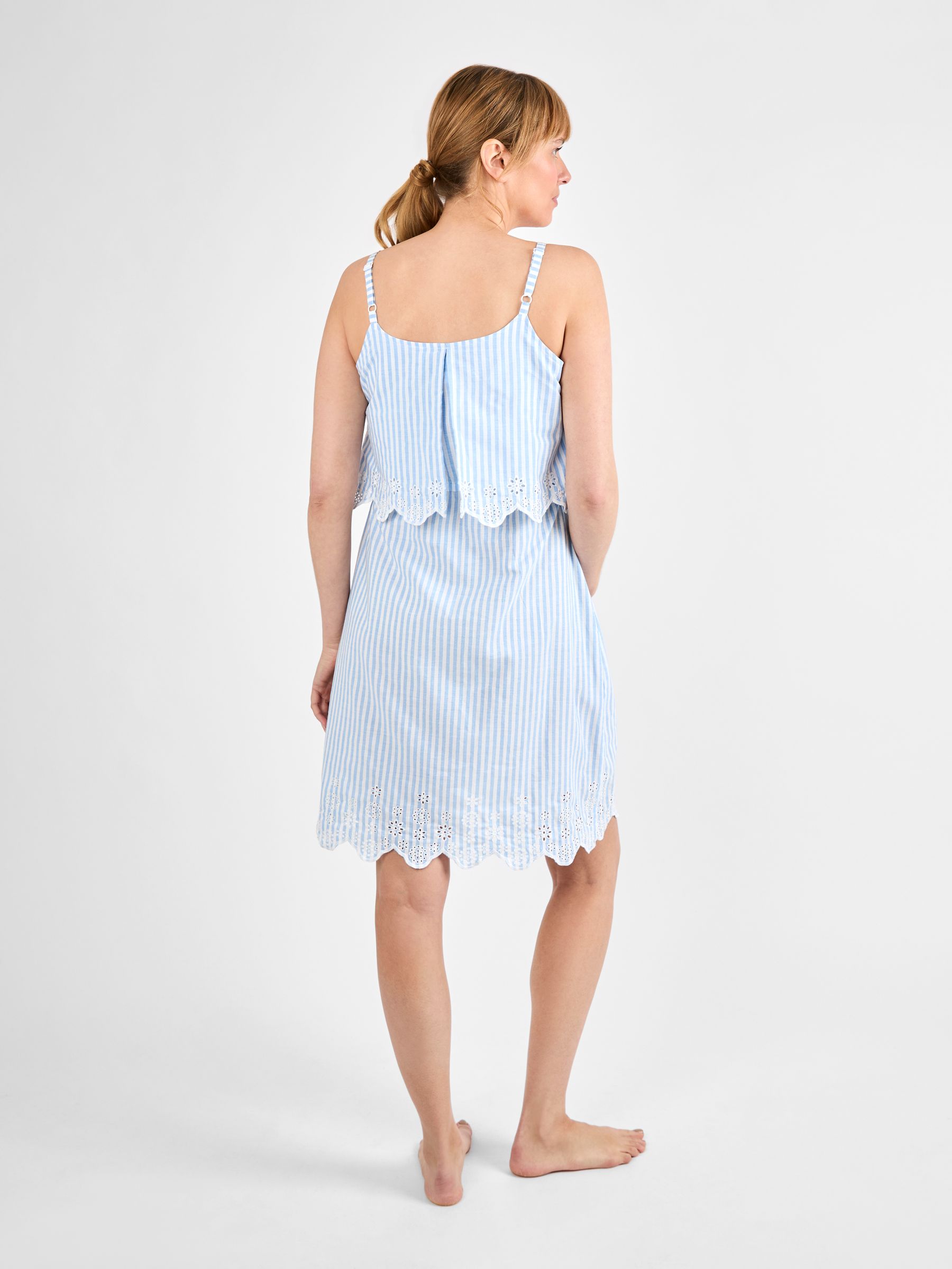 Blue Stripe Broderie Maternity & Nursing Nightdress
