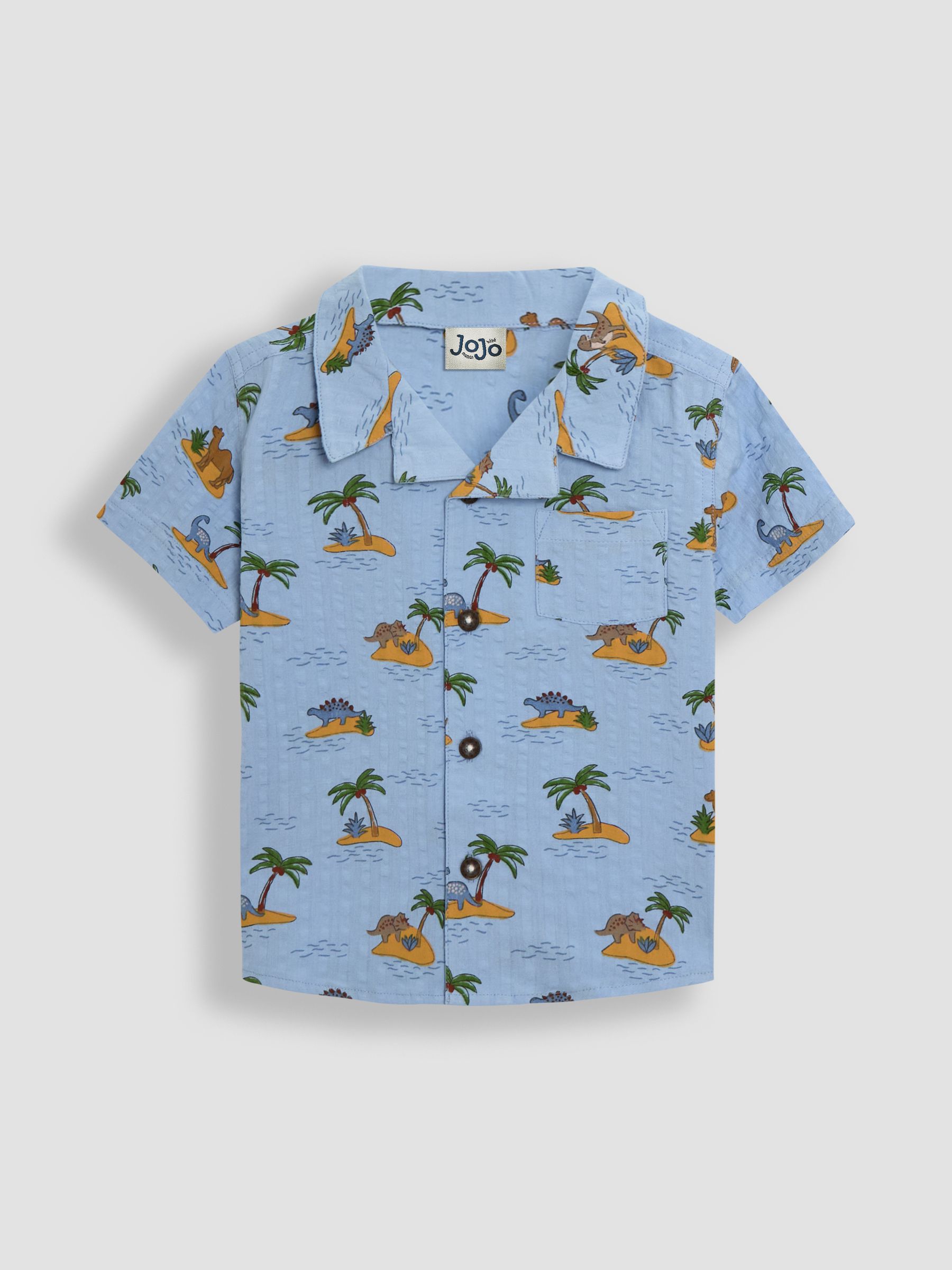Blue Dino Island 2-Piece Printed Shirt & Shorts Set