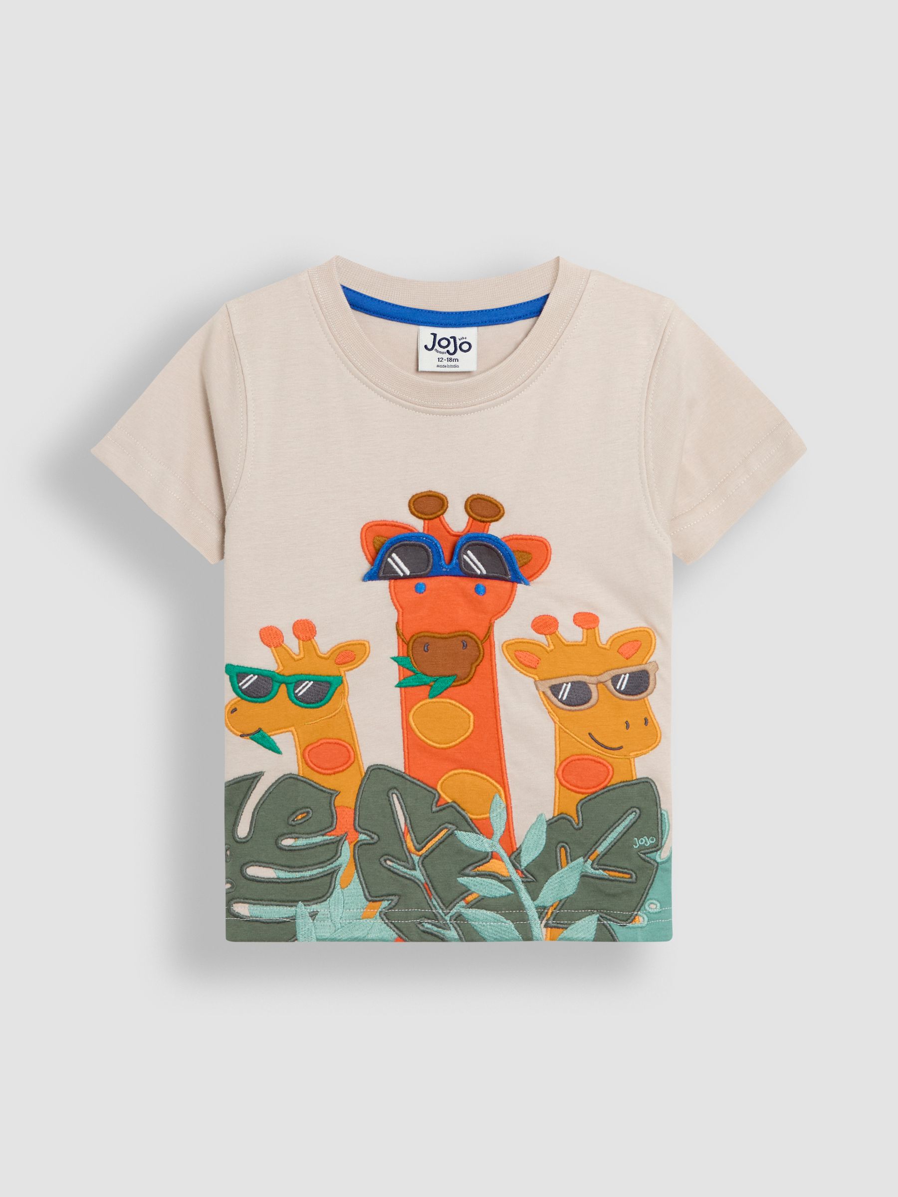 Natural Giraffe Interactive Appliqué T-Shirt