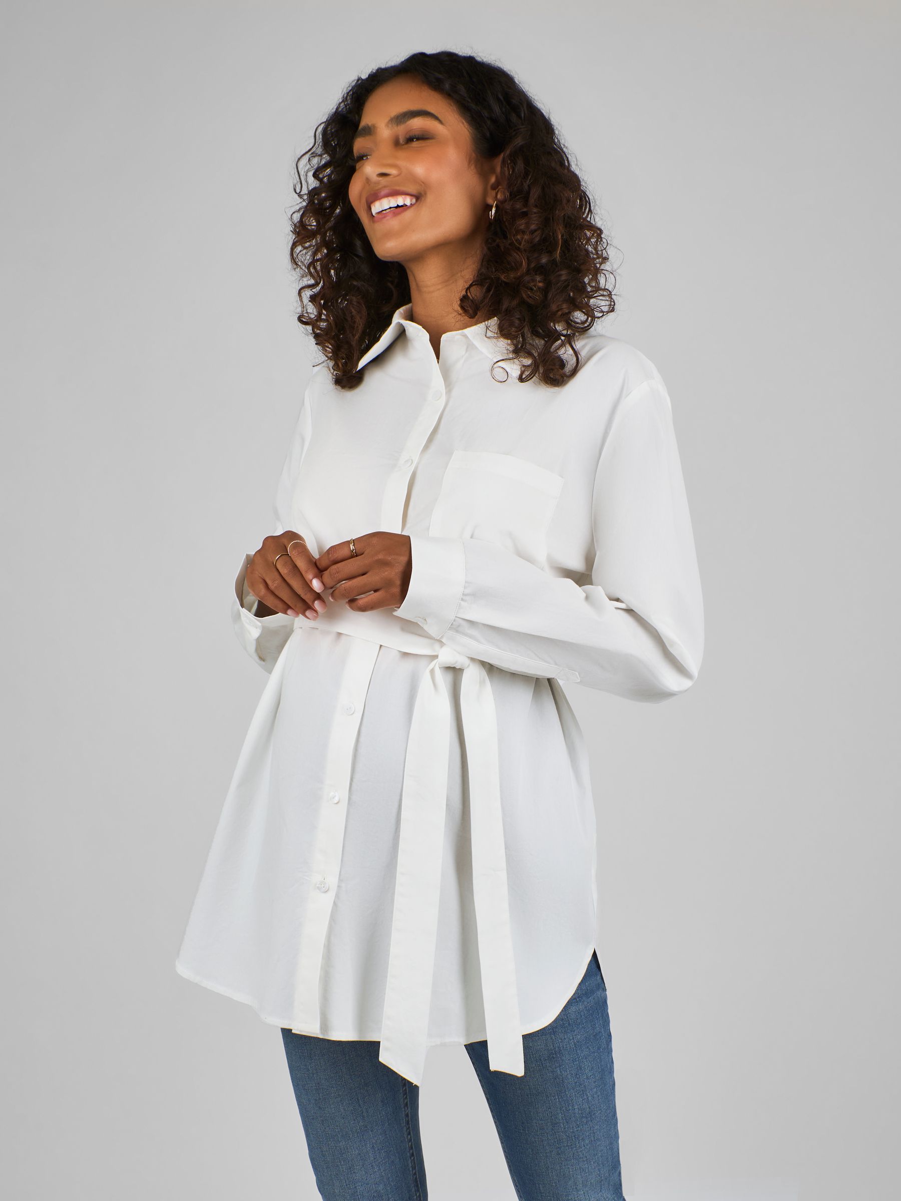White Maternity Poplin Shirt
