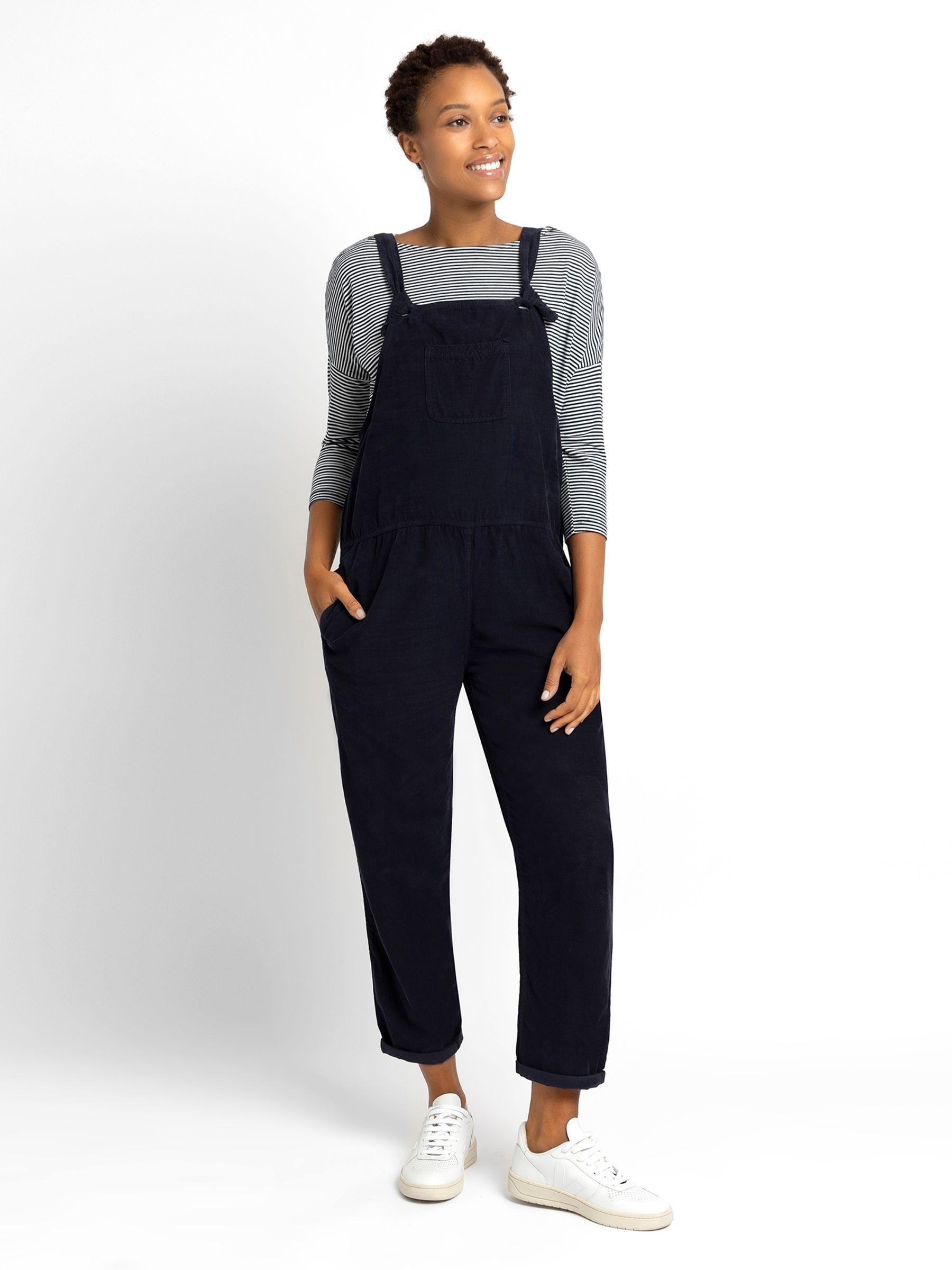Navy Blue Cord Maternity Dungarees