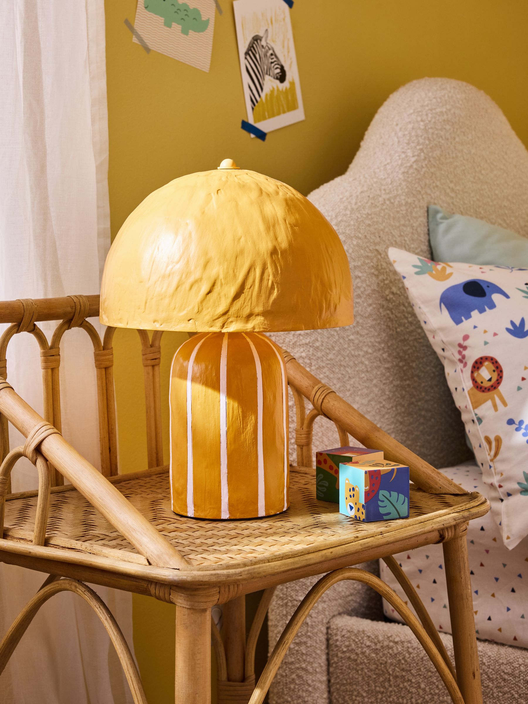 Ochre/Cream Asta Striped Table Lamp
