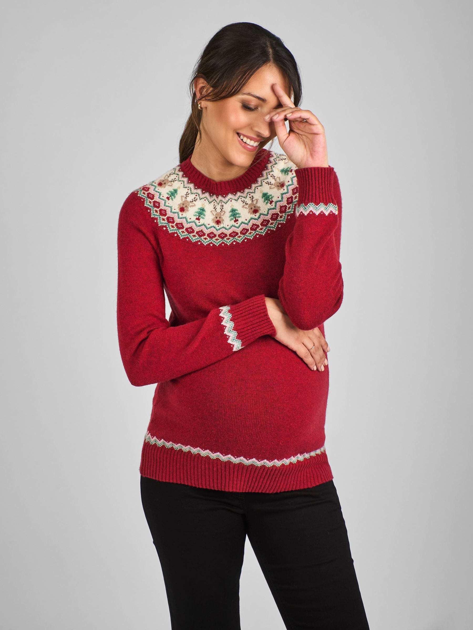 Red Reindeer Fair Isle Pattern Jumper